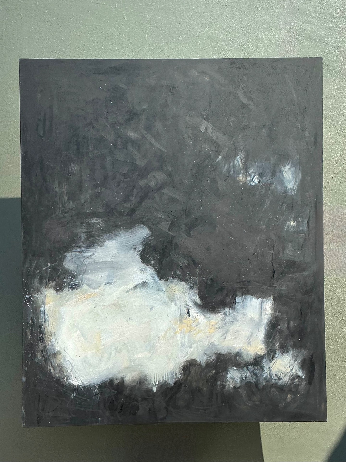 Vintage Monumental Abstract Oil On Canvas - Side view