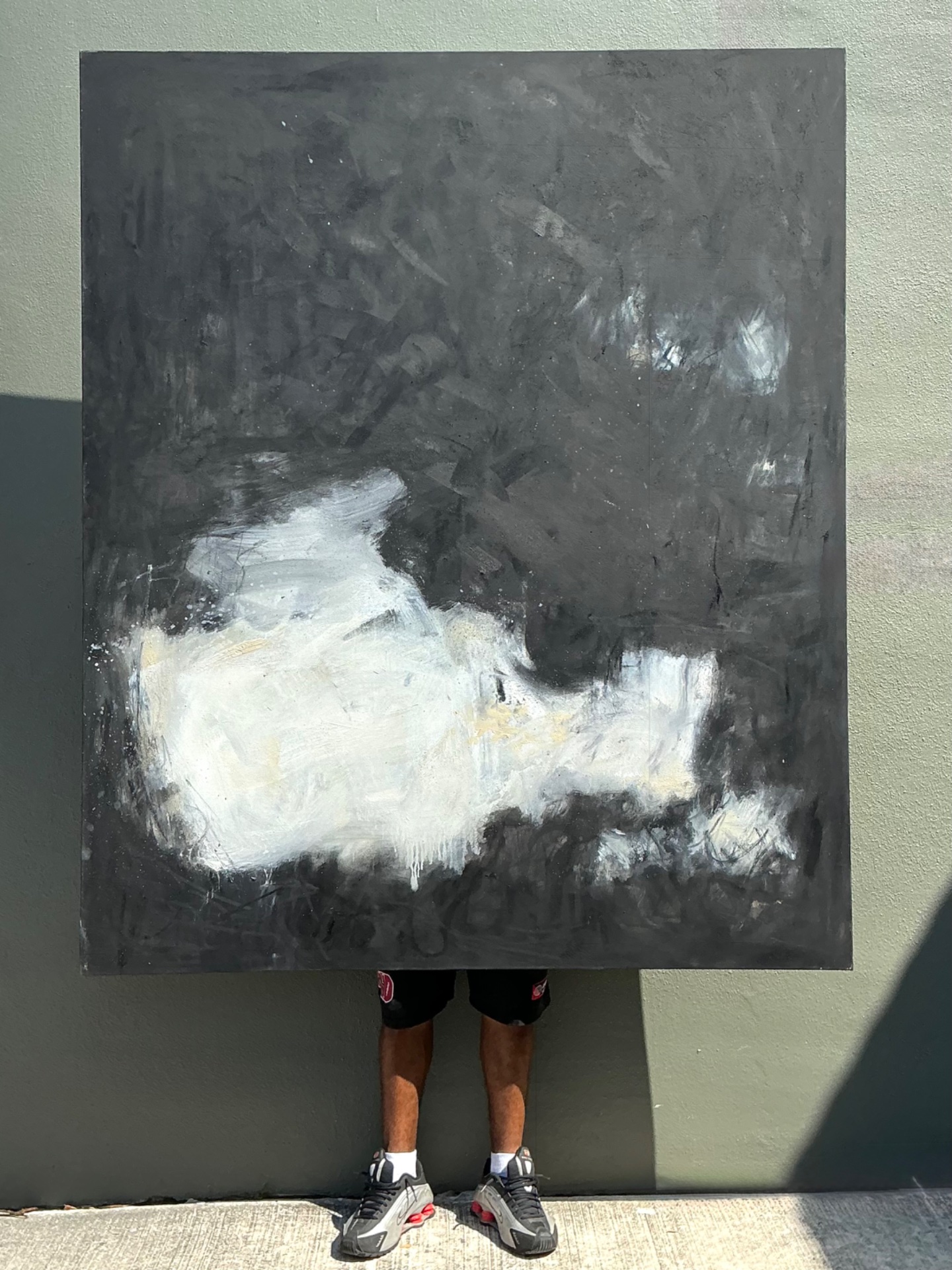 Vintage Monumental Abstract Oil On Canvas - Top view