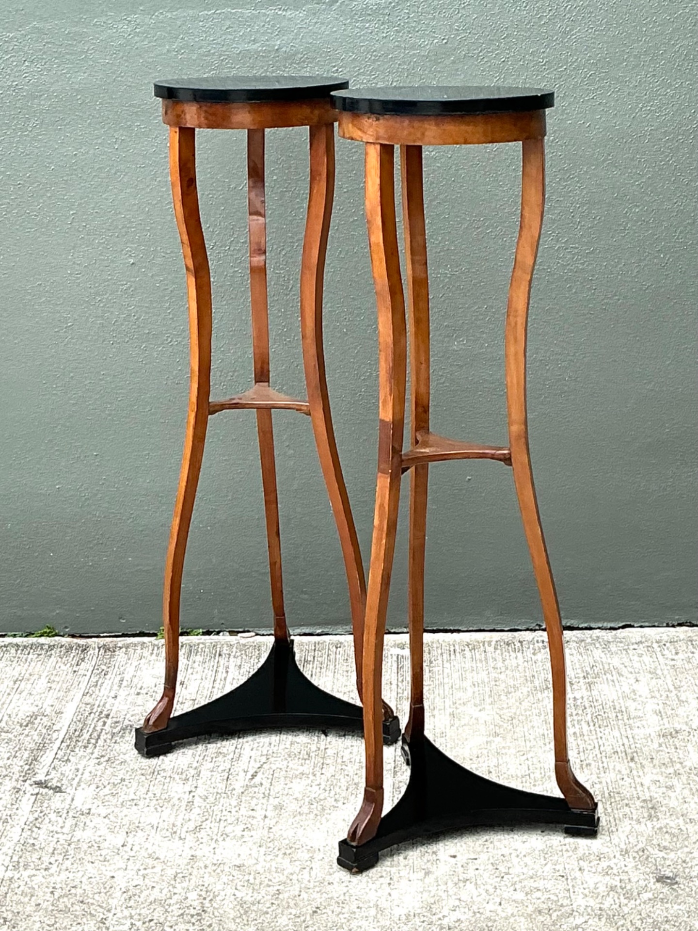 Vintage Biedermeier Tall Pedestals - A Pair - Detail view
