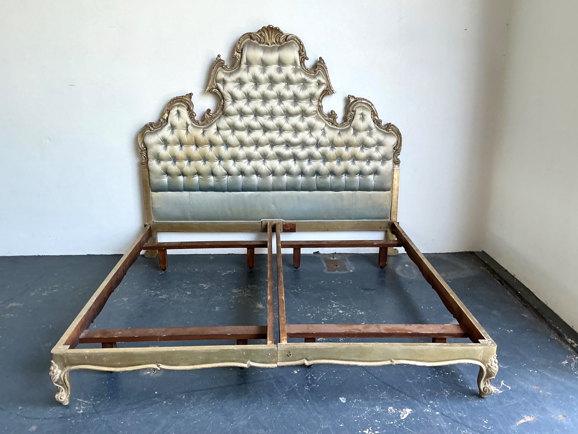 Vintage Rococo King Size Tufted Headboard - Top view
