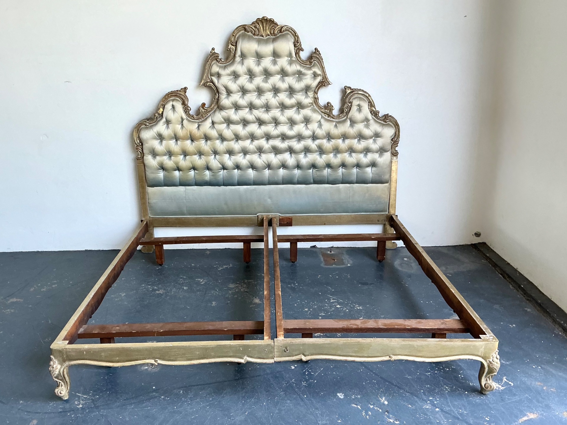 Vintage Rococo King Size Tufted Headboard - Side view