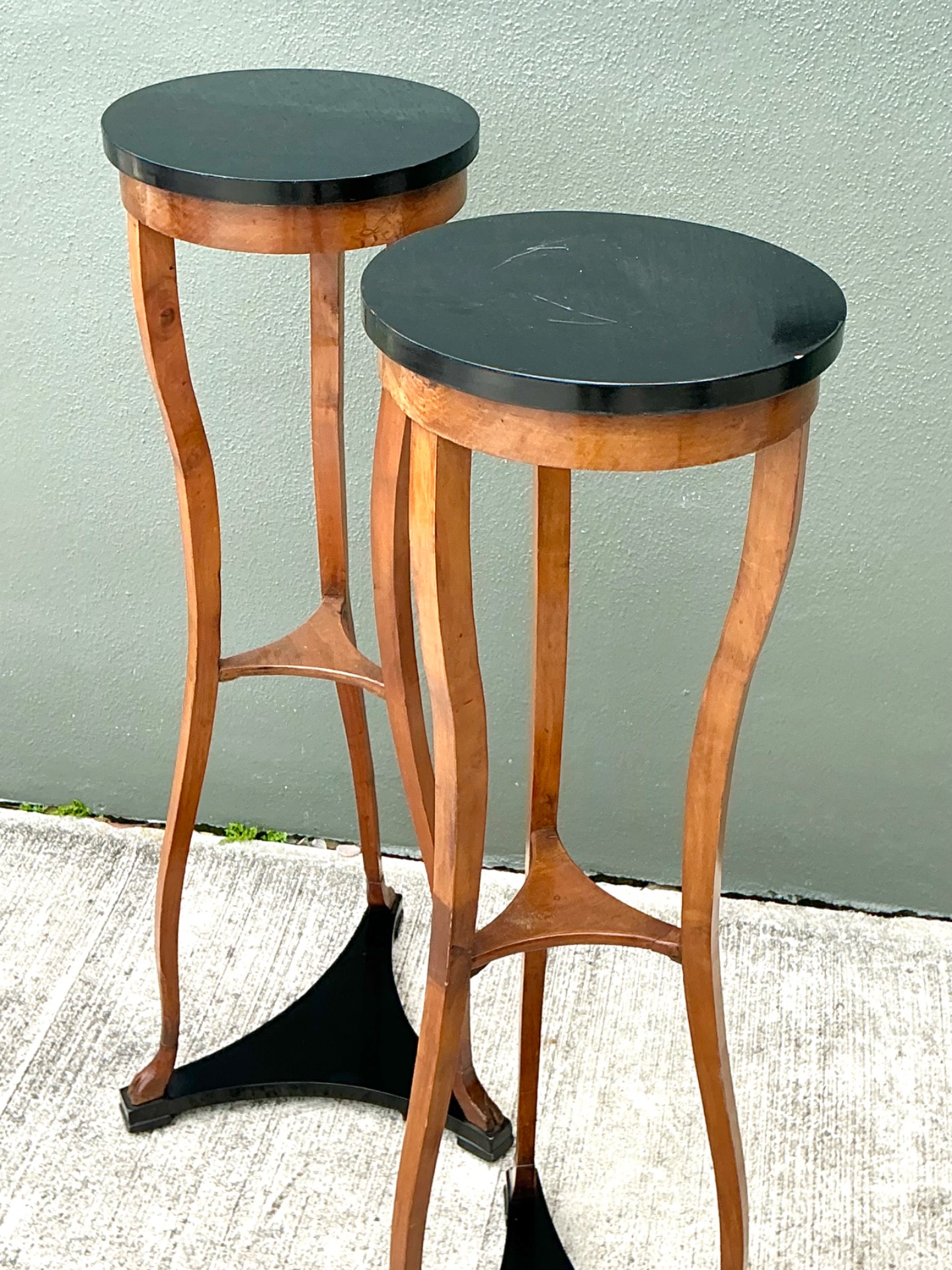 Vintage Biedermeier Tall Pedestals - A Pair - Back view