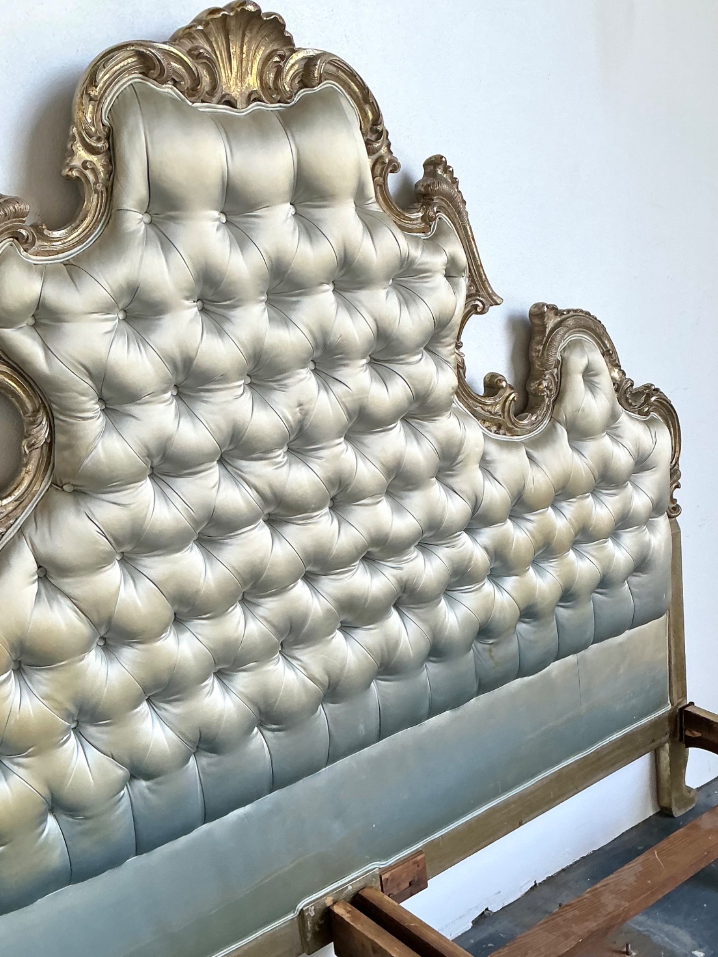 Vintage Rococo King Size Tufted Headboard - Back view