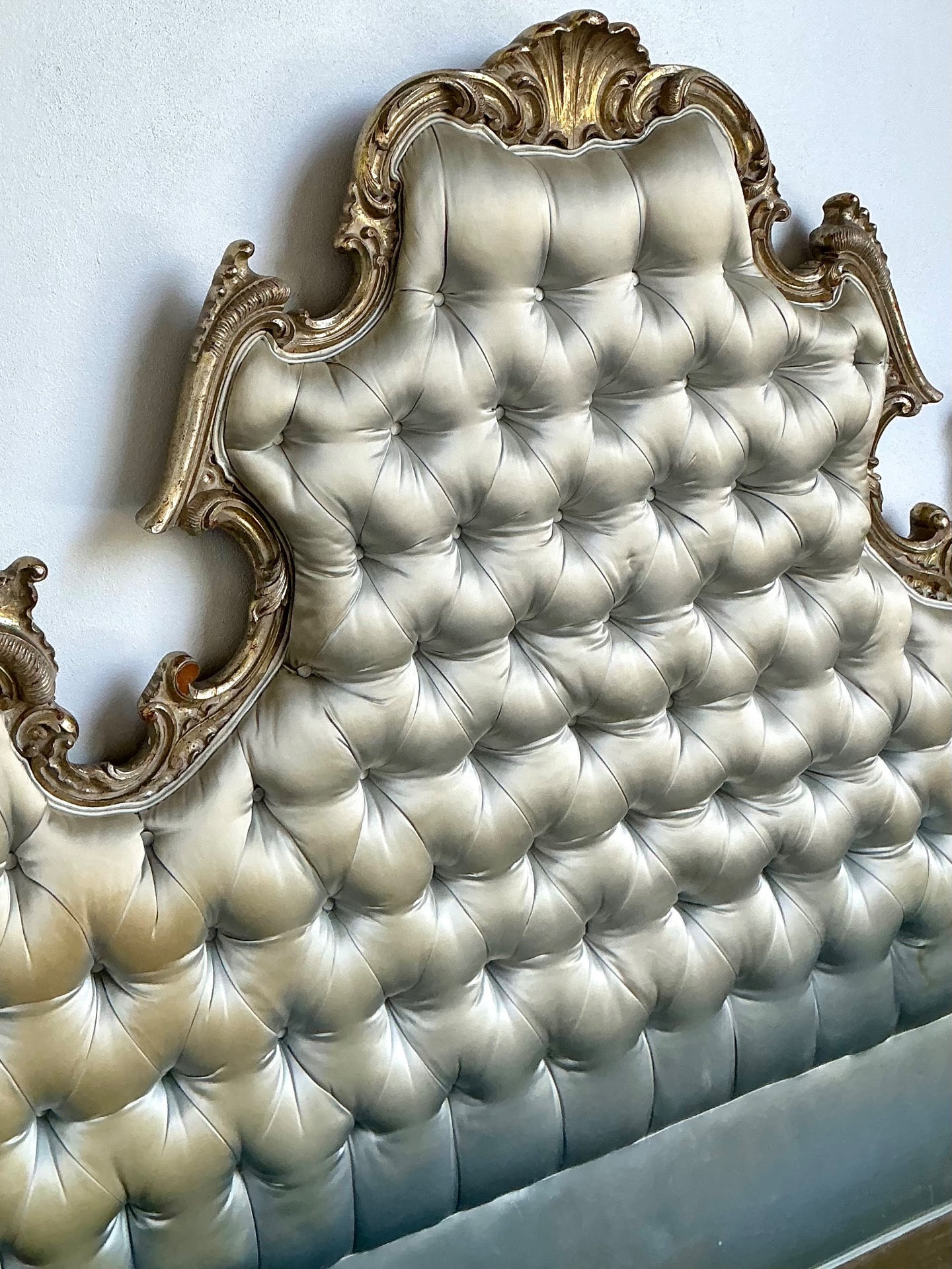 Vintage Rococo King Size Tufted Headboard - Detail view