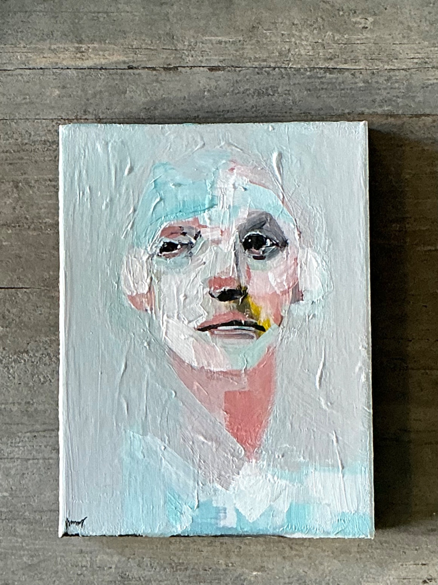 Vintage Abstract Expressionist Portrait Painting - Detail view