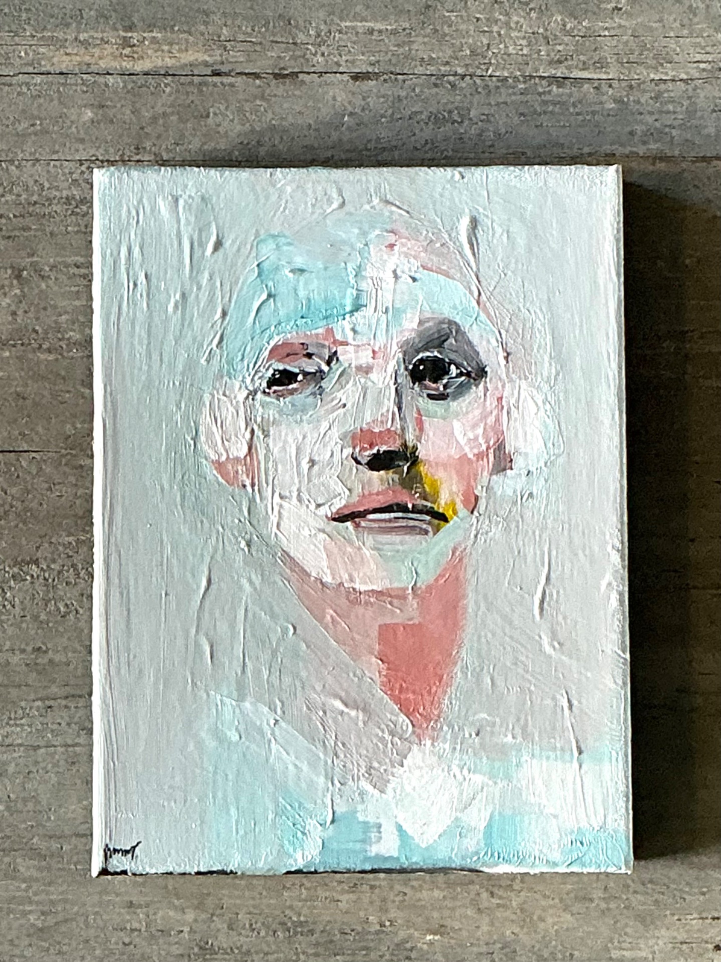 Vintage Abstract Expressionist Portrait Painting - Side view