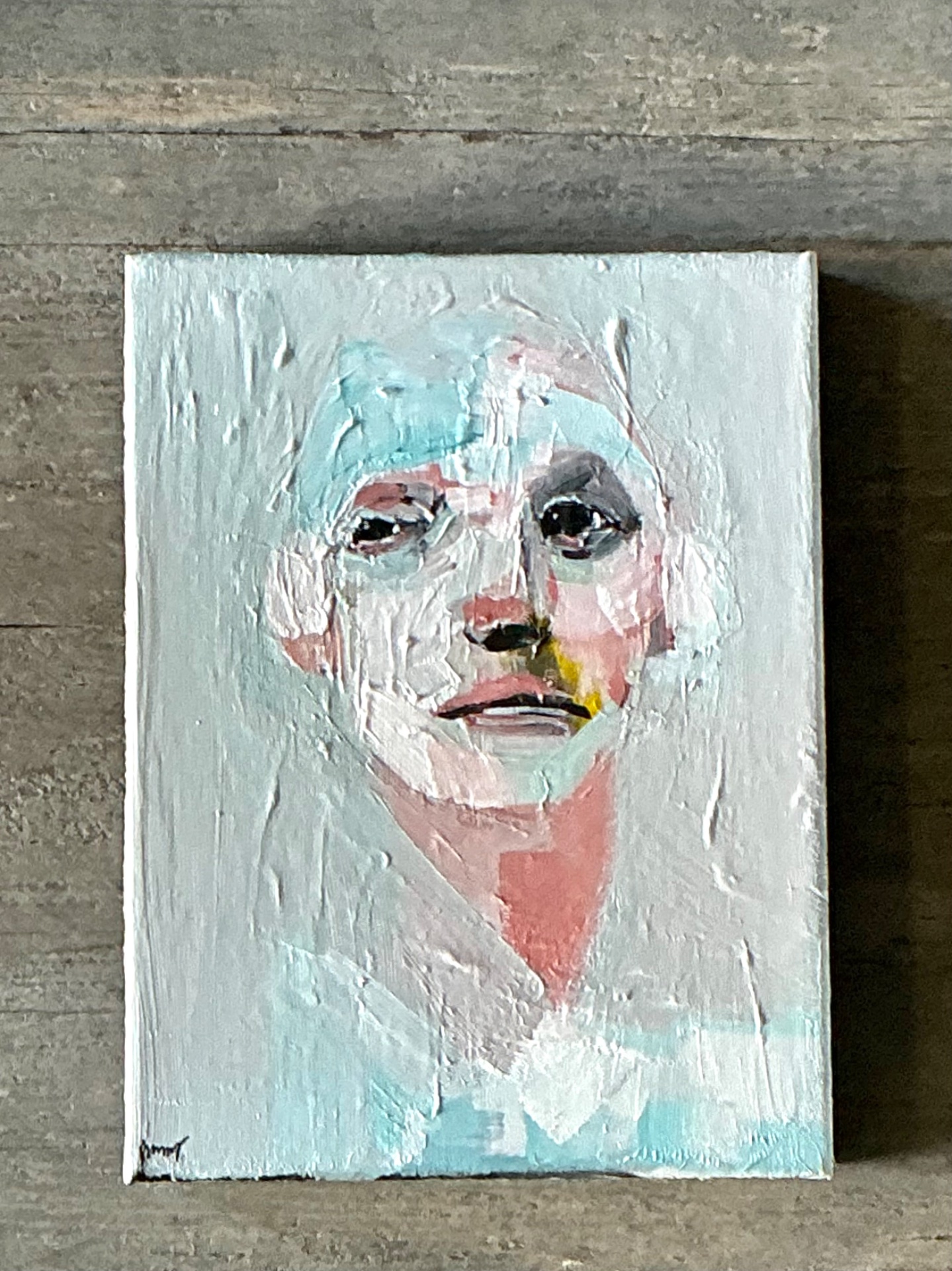 Vintage Abstract Expressionist Portrait Painting - Back view