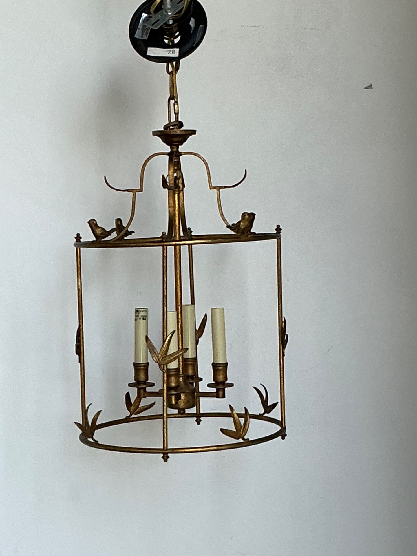Vintage E.F. Chapman Diego Gilt Bird Lantern For Visual Comfort - Back view