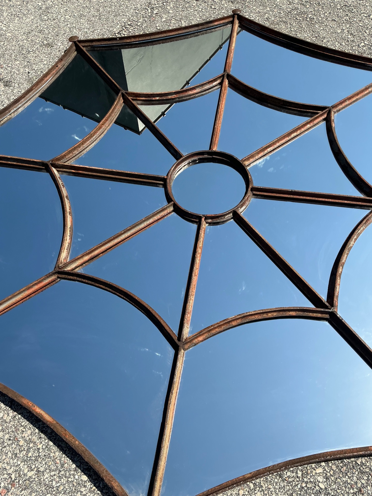 Vintage Wrought Iron Spiderweb Mirror - Back view
