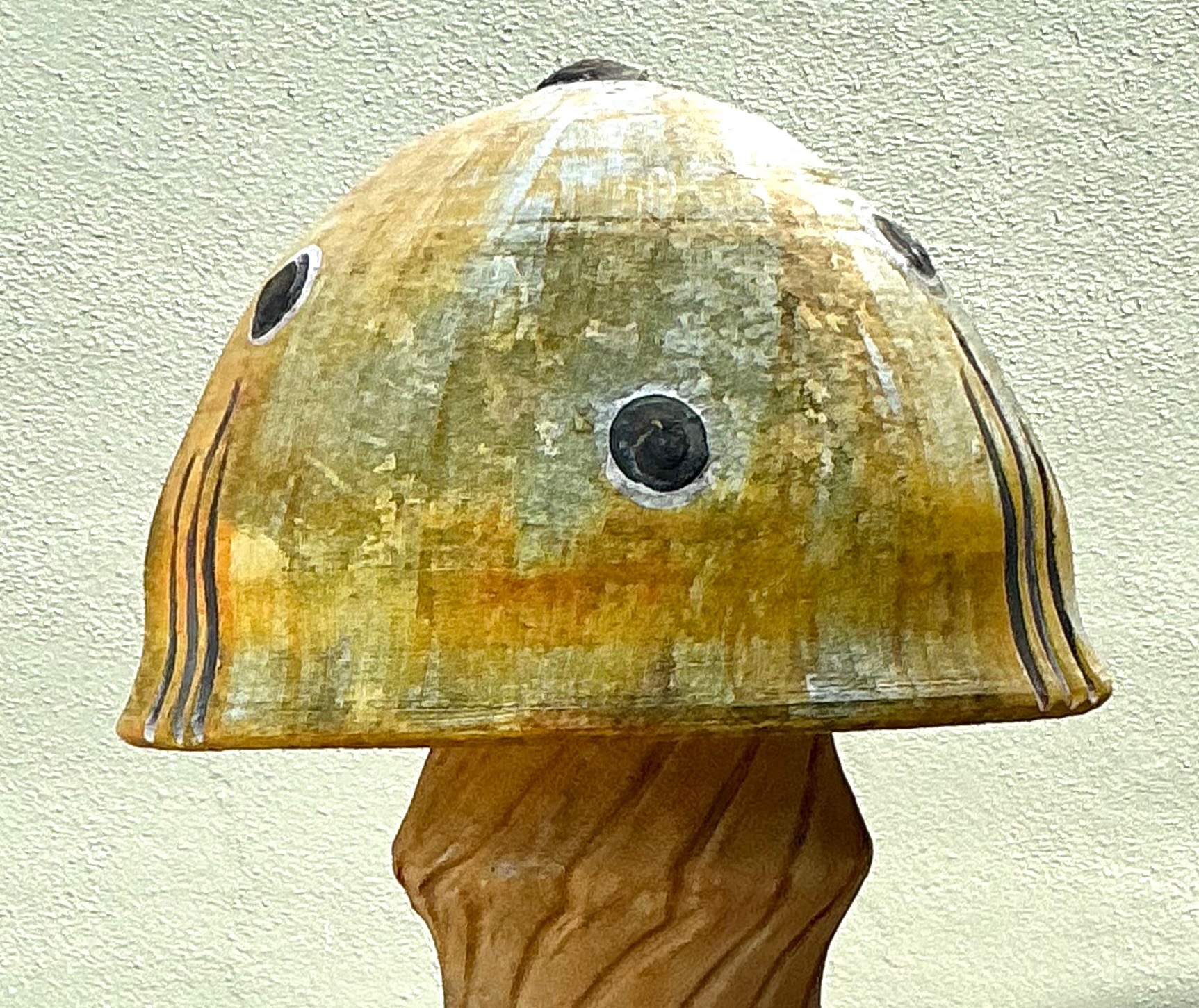 Vintage Distressed Garden Mushroom Statue - Side view