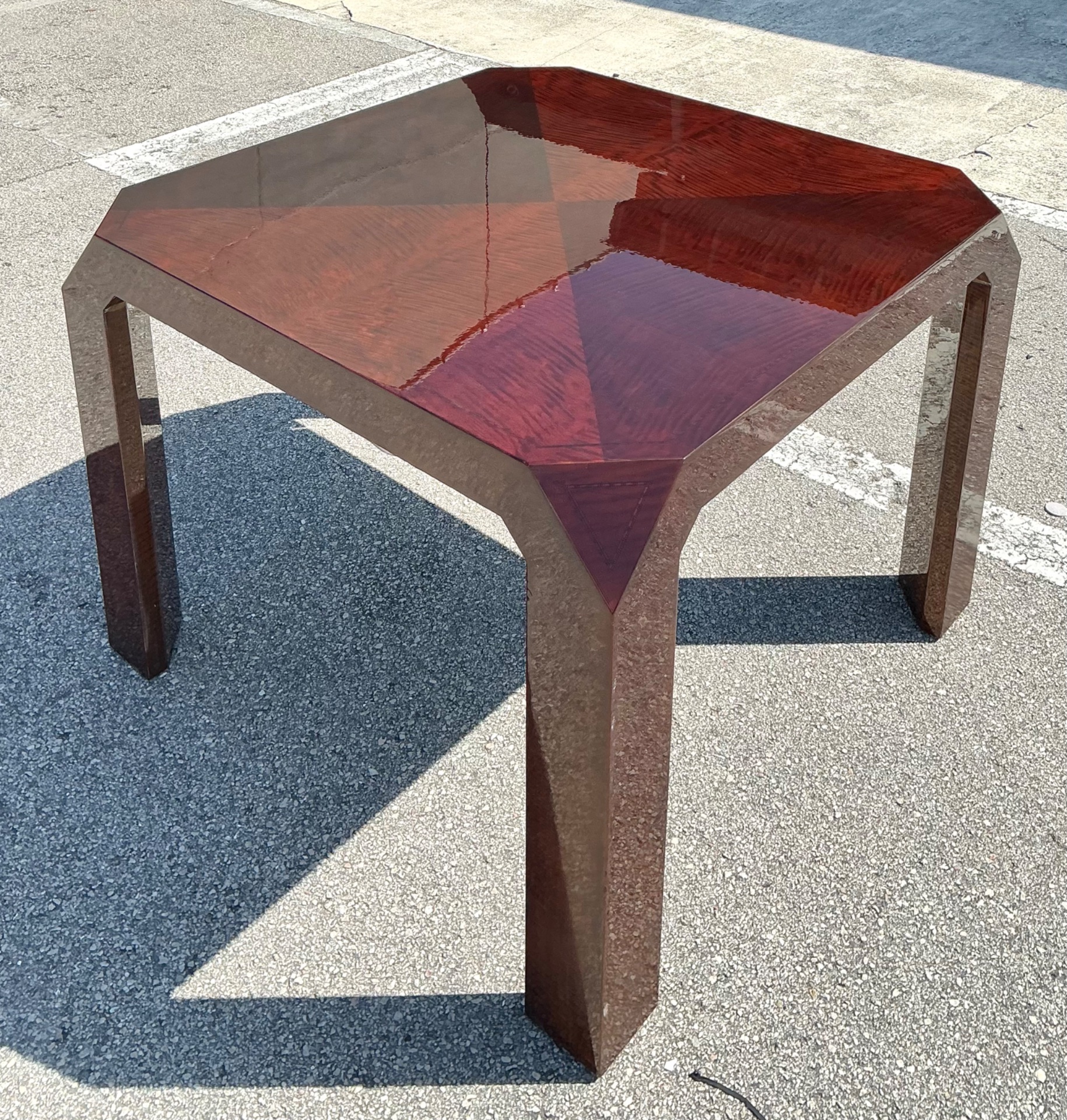 Vintage Lacquered Inlay Game Table - Side view