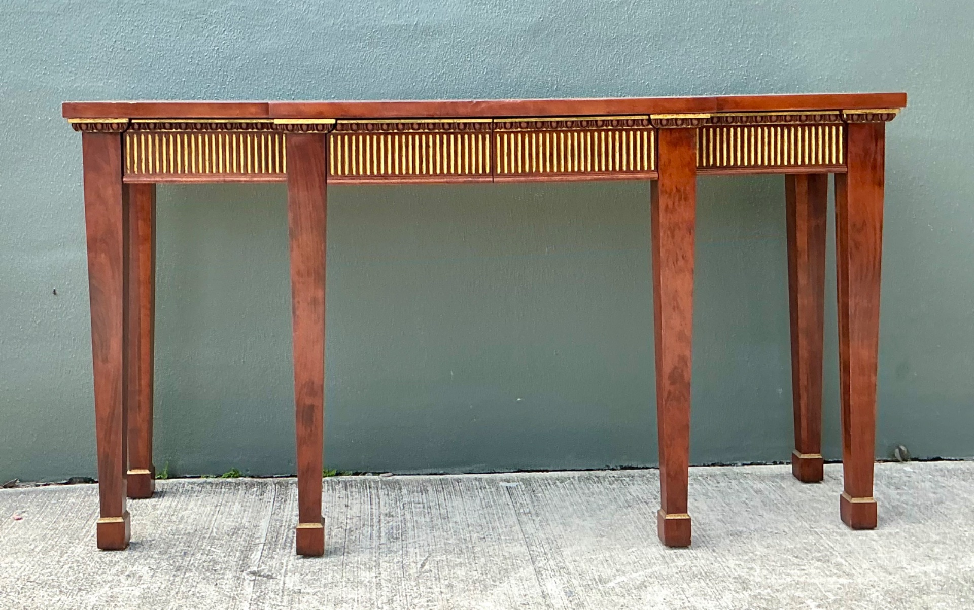 Vintage Neoclassical Gilt Tipped Console Table - Back view