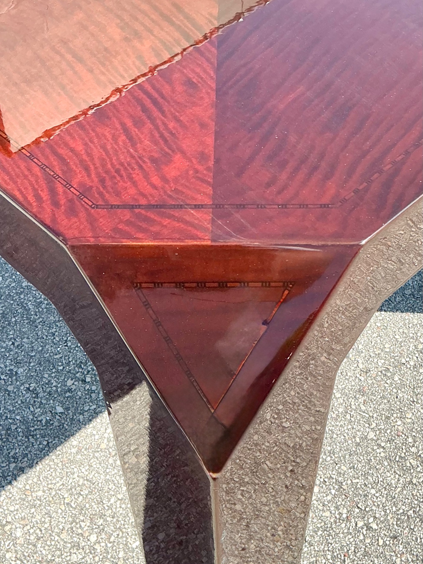 Vintage Lacquered Inlay Game Table - Detail view