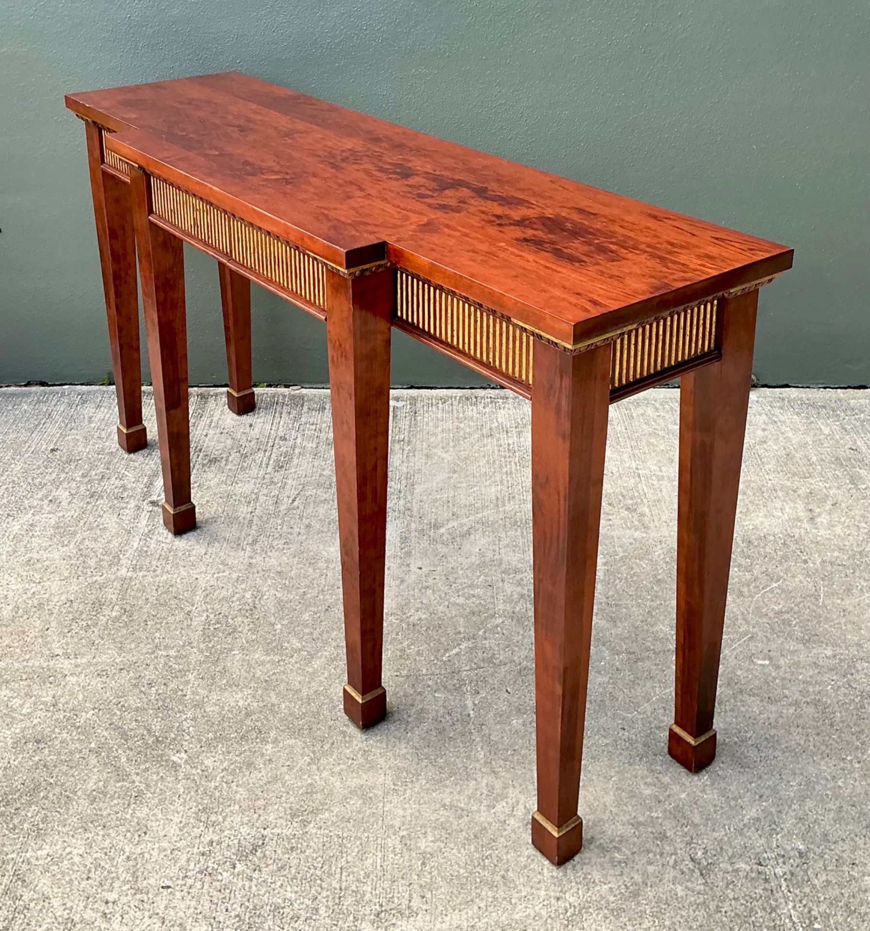 Vintage Neoclassical Gilt Tipped Console Table - Top view