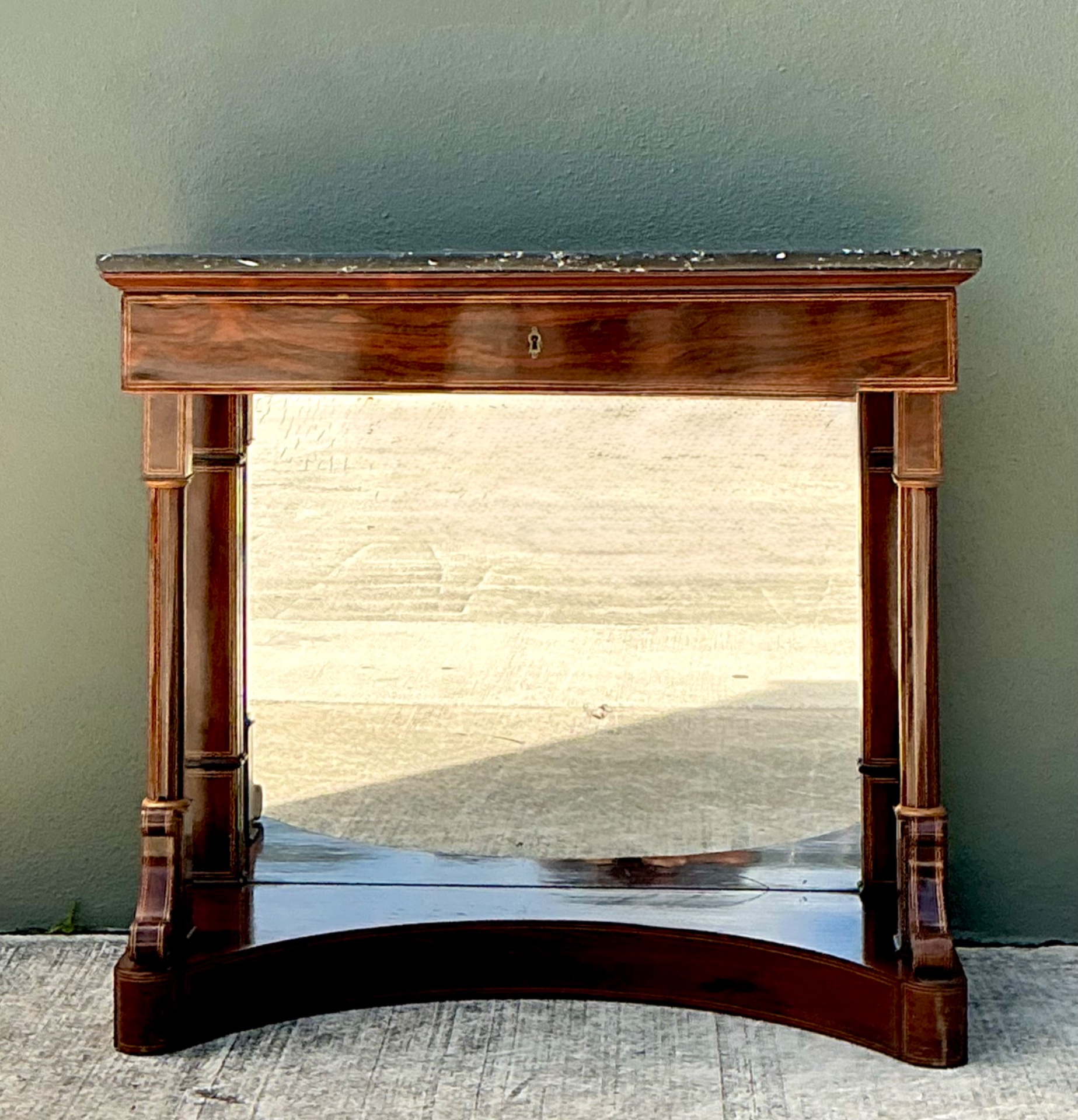 Vintage Empire Flame Mahogany Pier Table - Back view