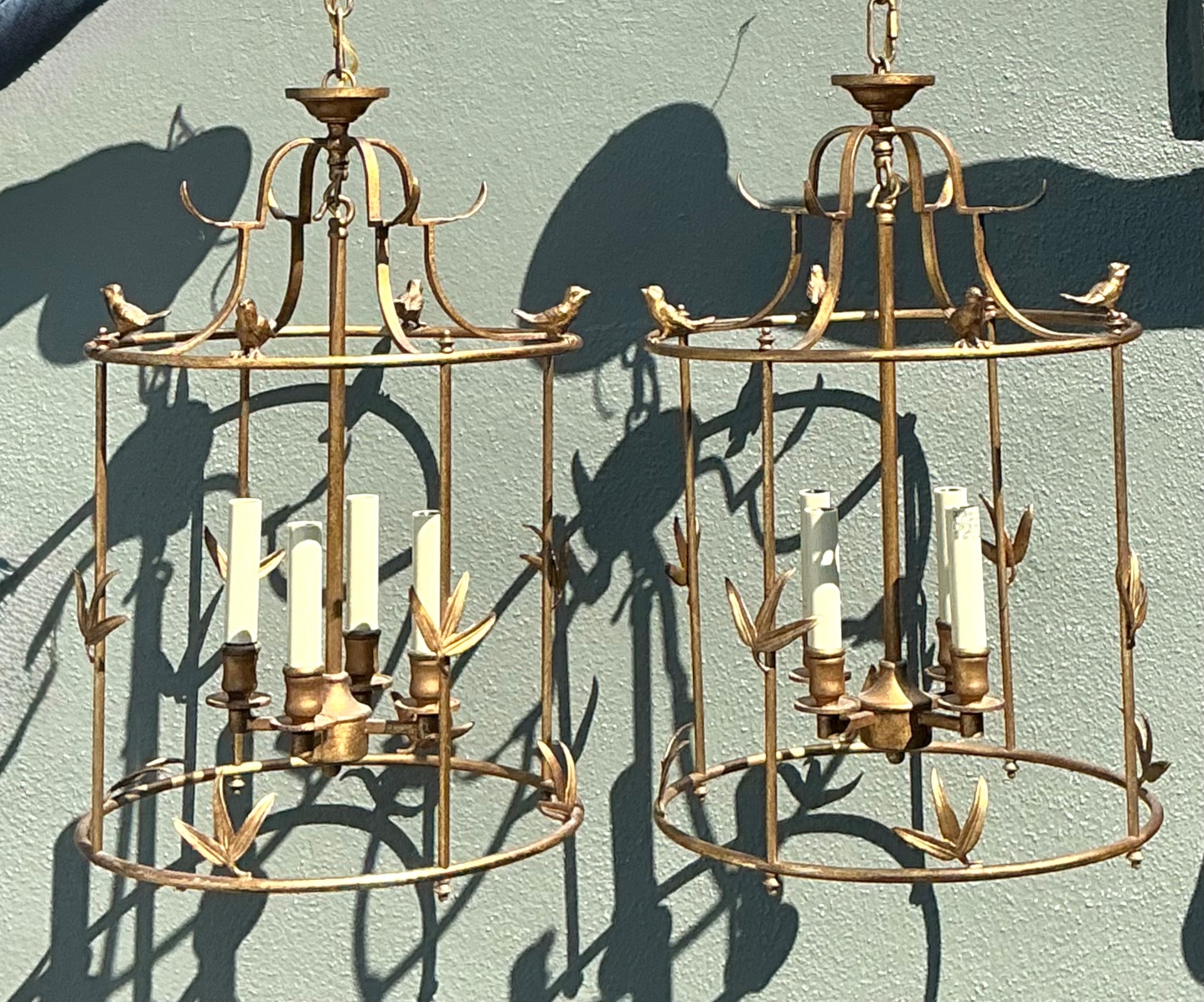 Vintage E.F. Chapman Diego Gilt Bird Lantern For Visual Comfort - Detail view