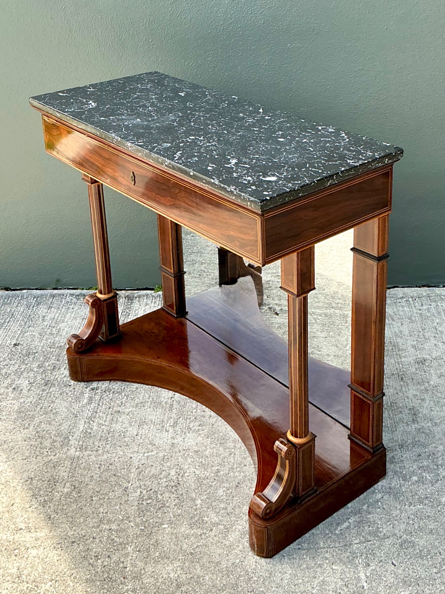 Vintage Empire Flame Mahogany Pier Table - Top view