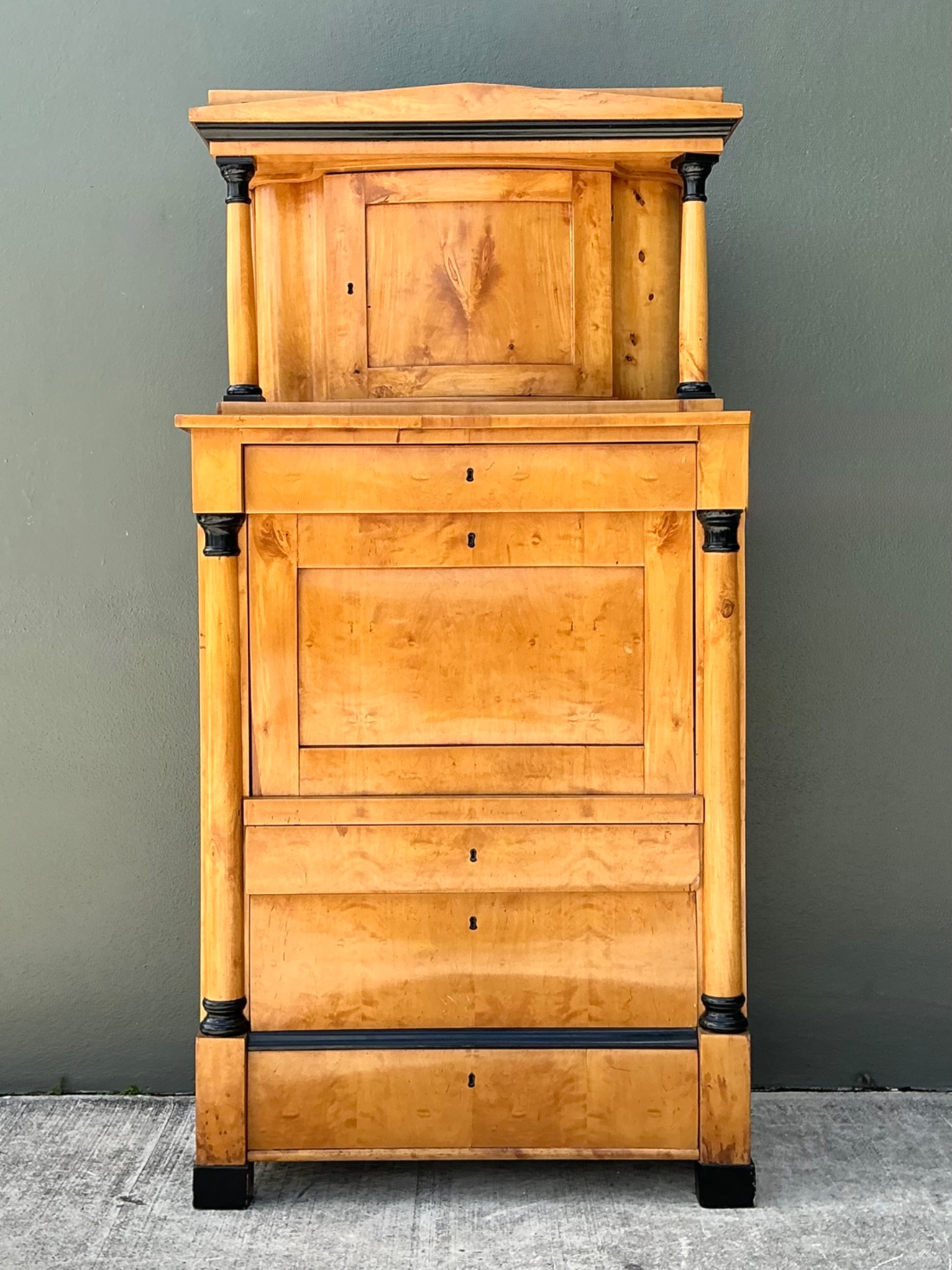 Vintage Biedermeier Secretaire Cabinet - Back view