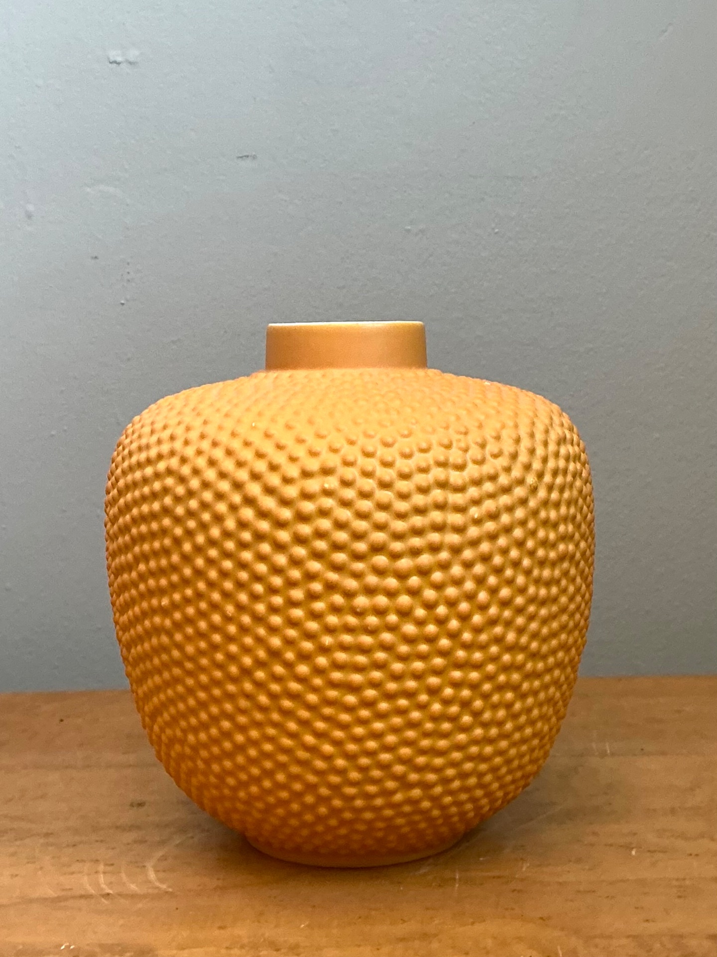 Mid-Century Modern Swiss Orange Ceramic Vase - Detail view