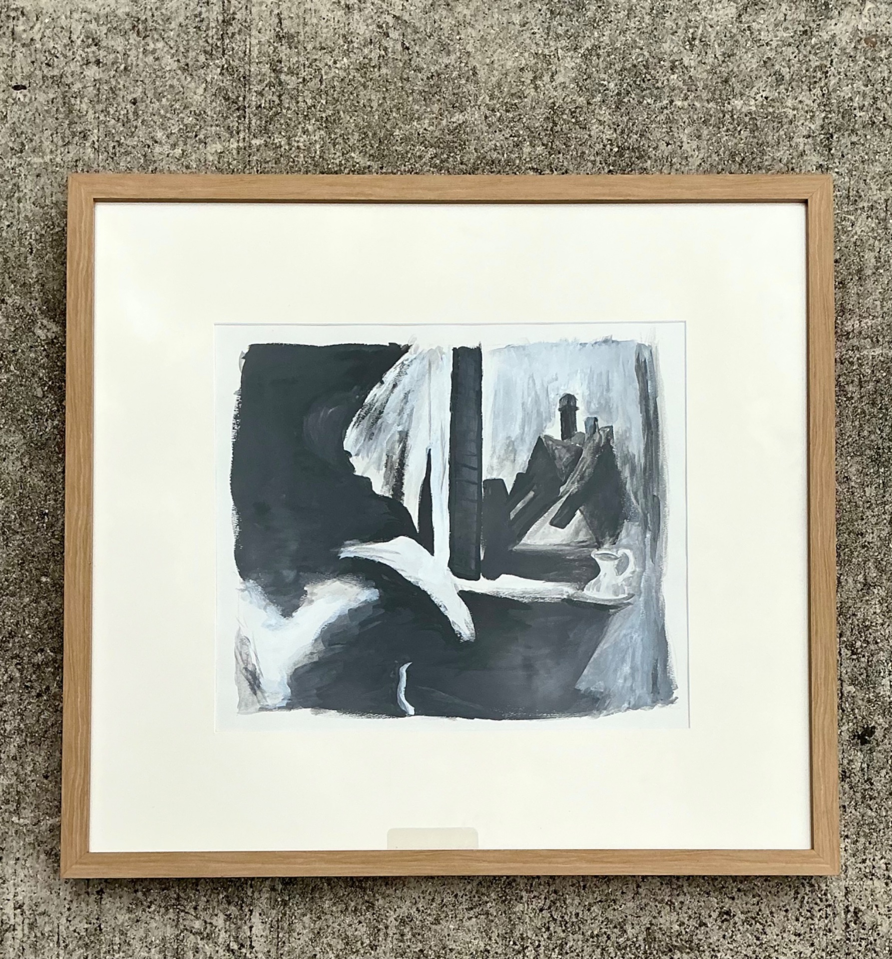 Vintage Original Abstract Oil On Paper  - Side view