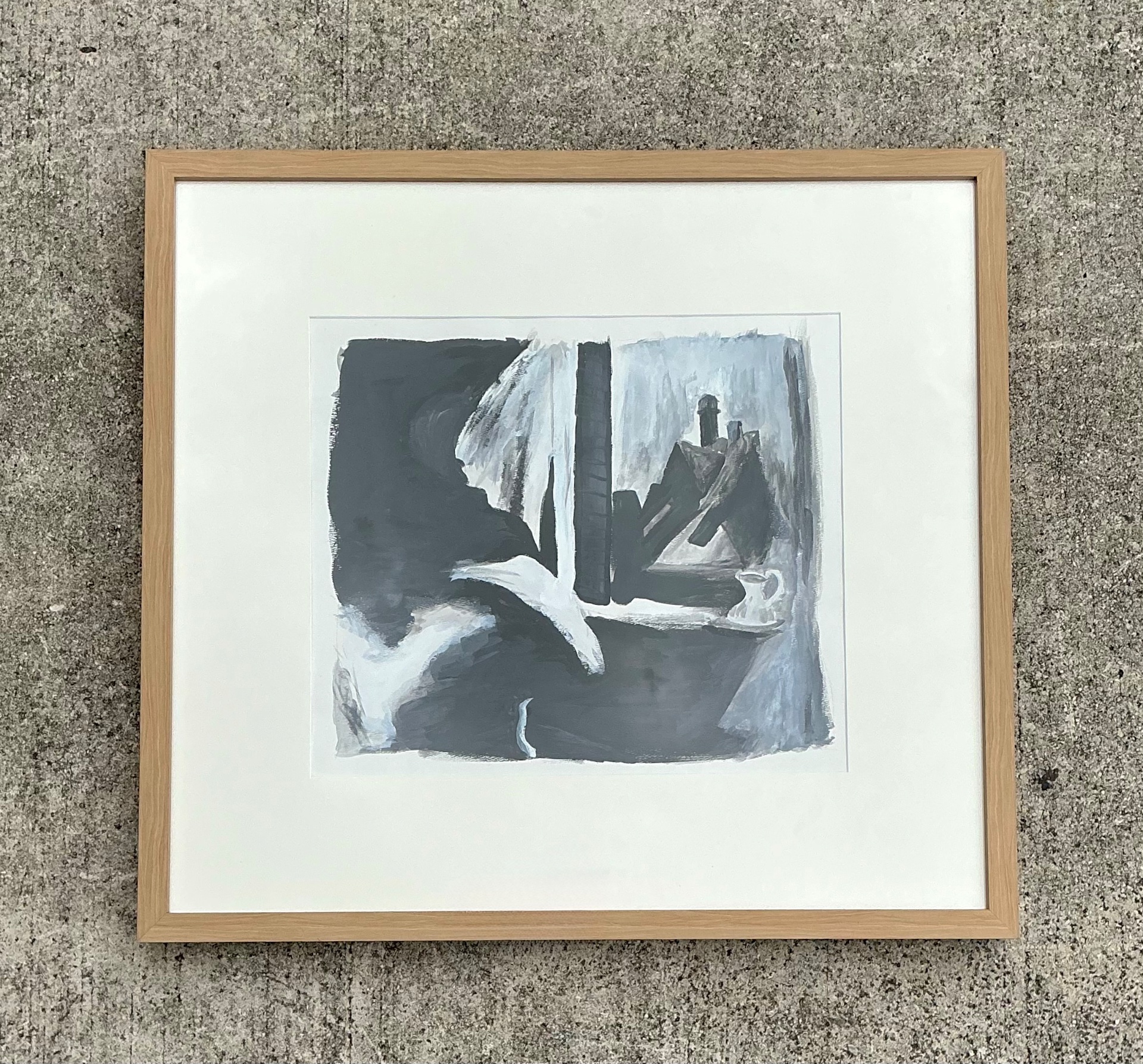 Vintage Original Abstract Oil On Paper - Top view