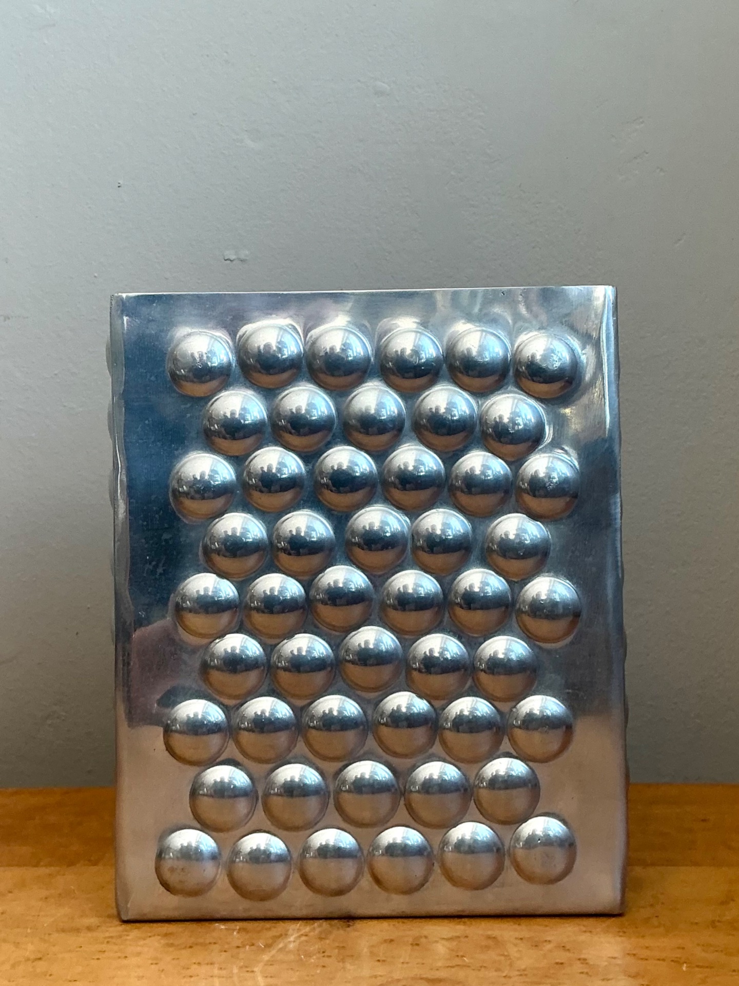 Vintage Modernist Aluminum Vase - Side view