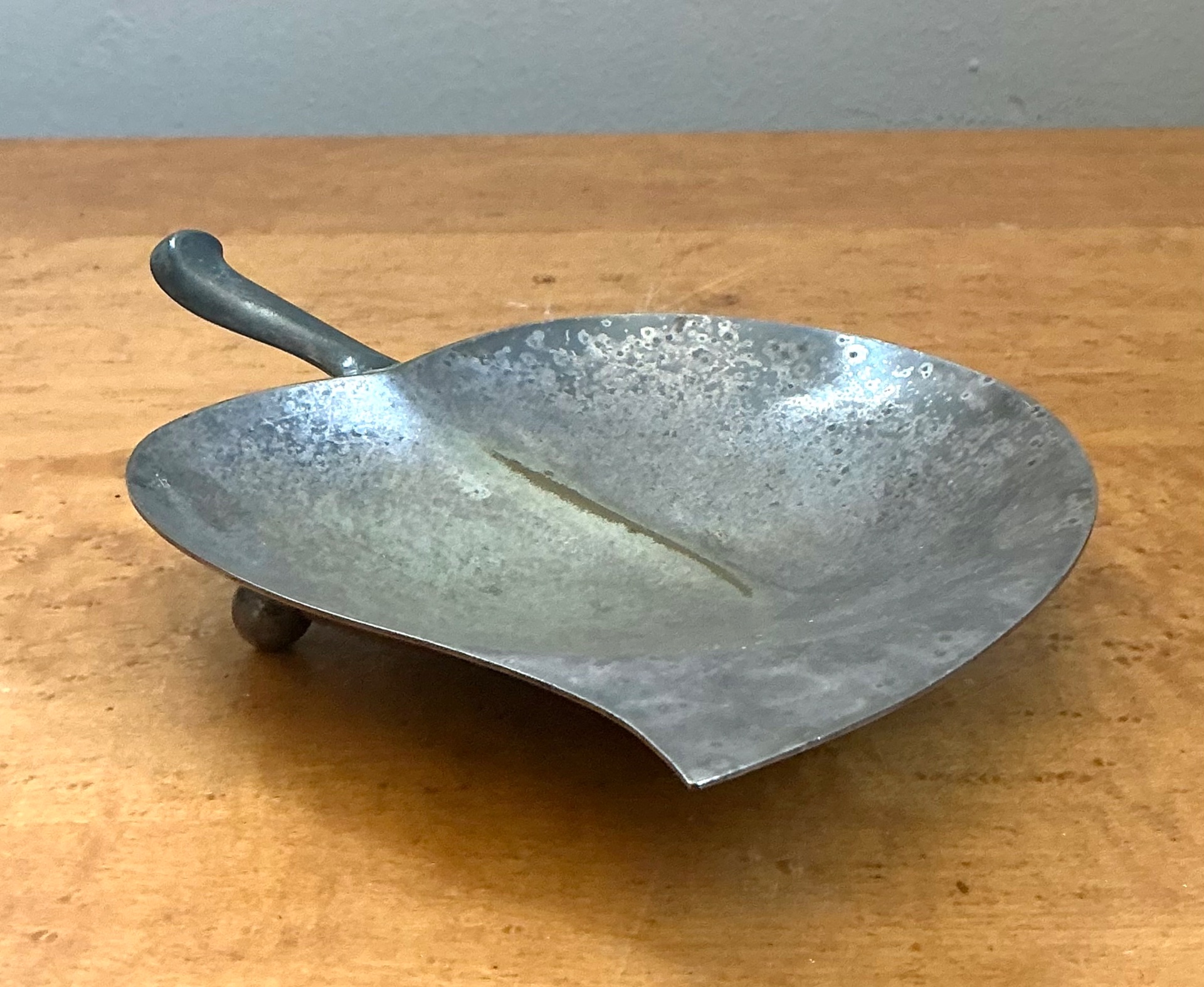Vintage Decorative Leaf Metal Bowl - Side view