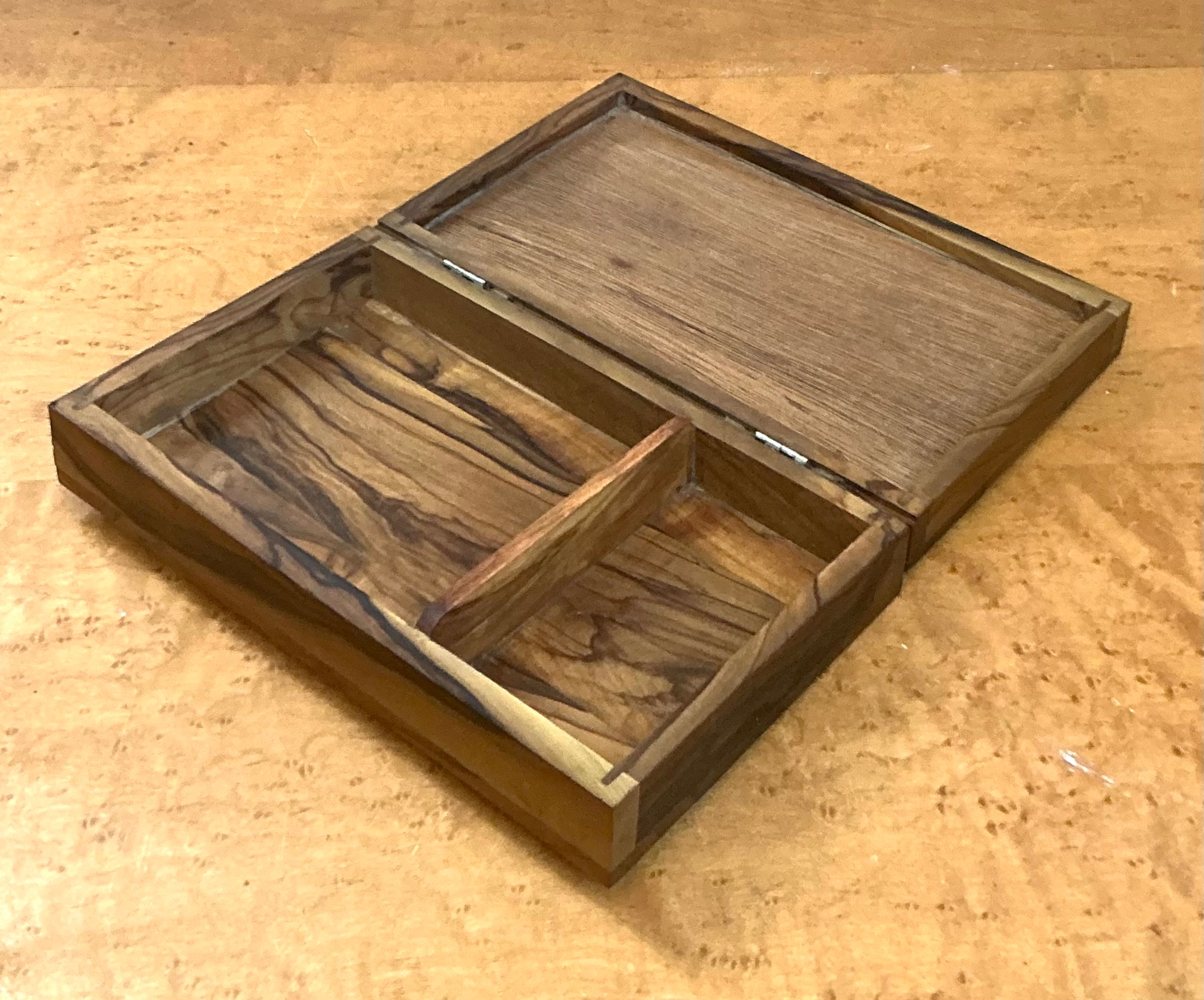 Vintage Checkered Wood Decorative Box - Top view