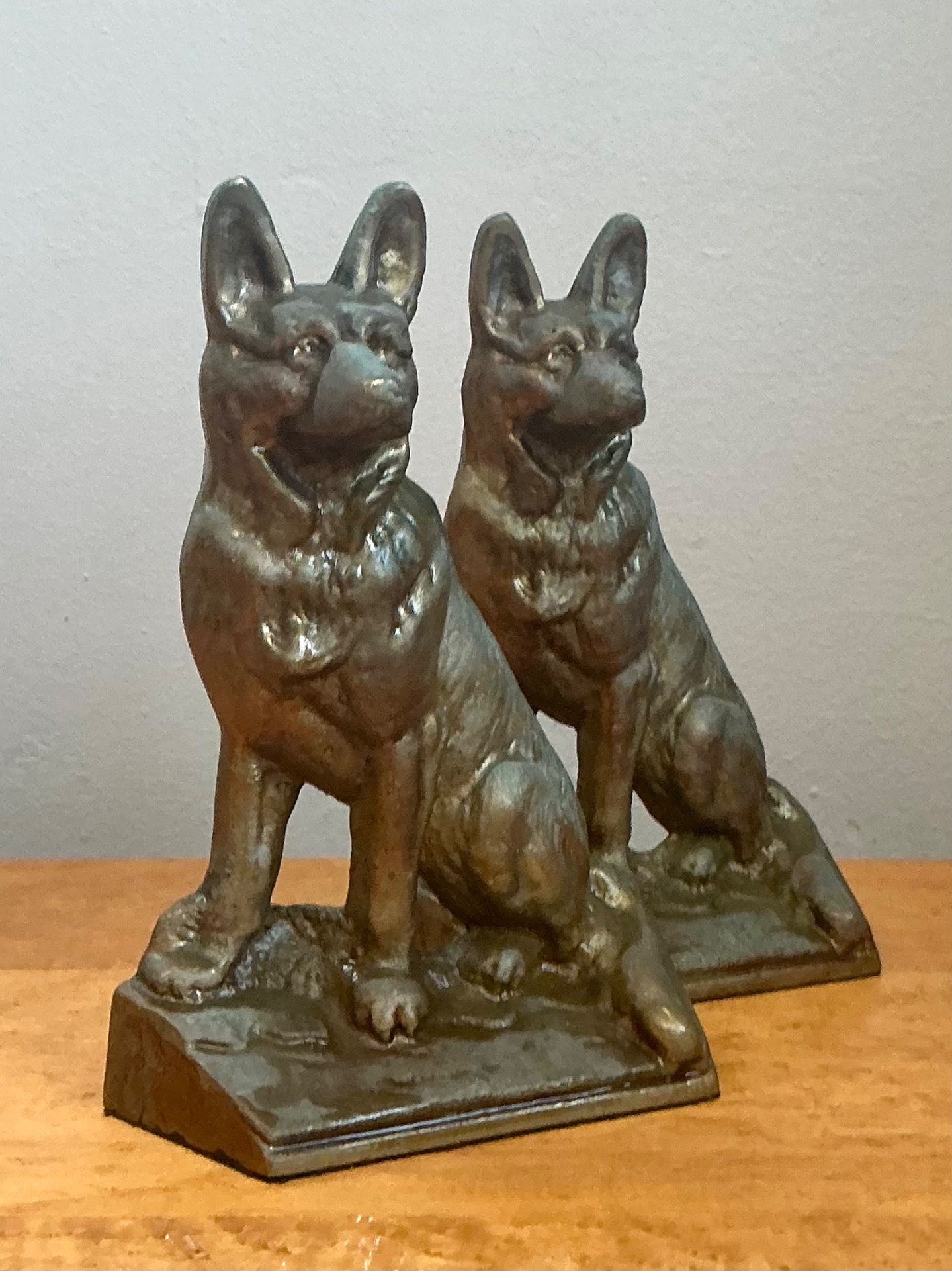 Vintage Bronze Dog Bookends - A Pair - Top view