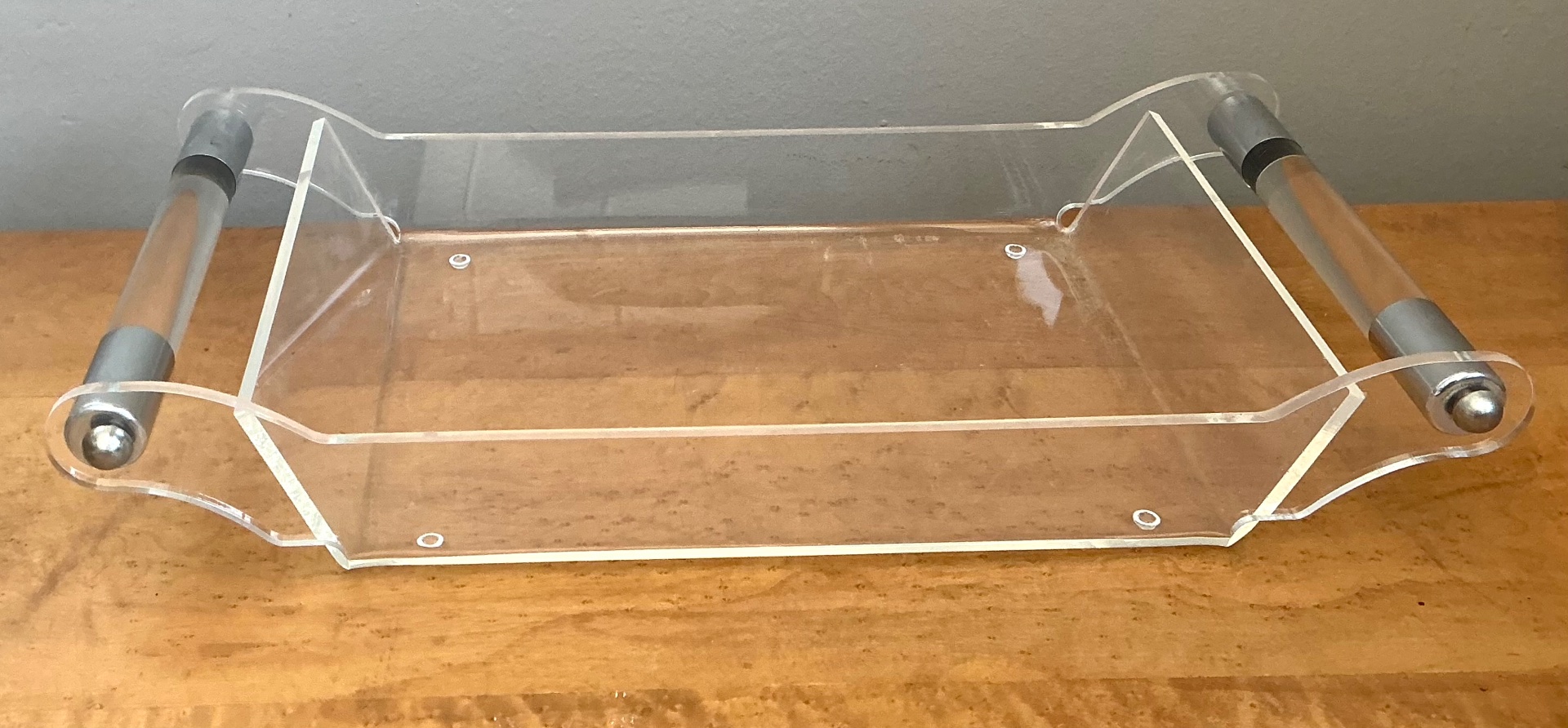 Vintage Lucite and Chrome Tray - Detail view