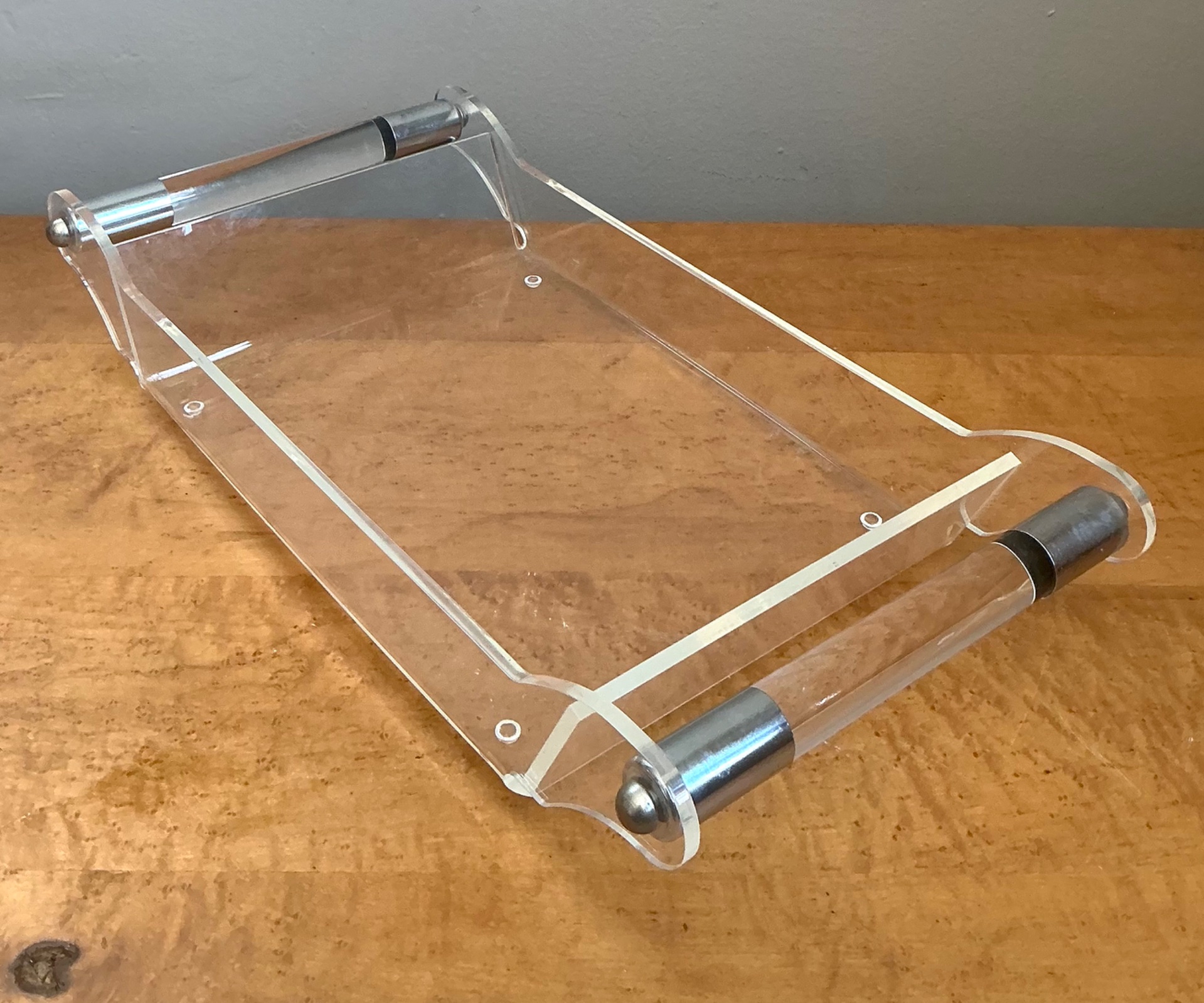 Vintage Lucite and Chrome Tray - Top view