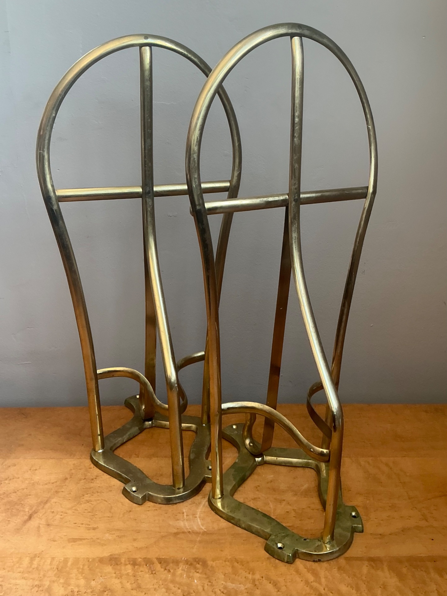 Vintage Brass Horse Saddle Rack - A Pair - Back view