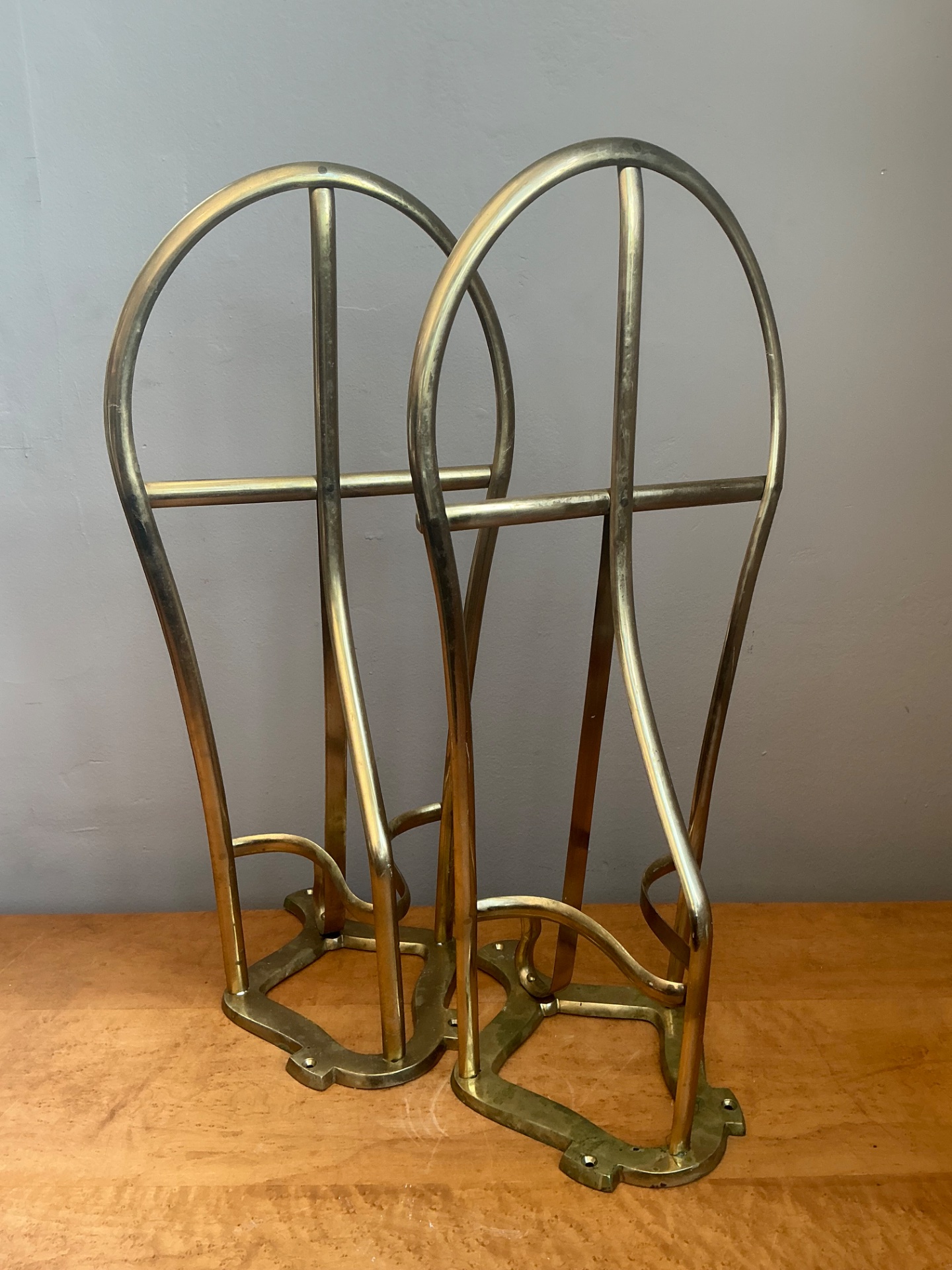 Vintage Brass Horse Saddle Rack - A Pair - Detail view
