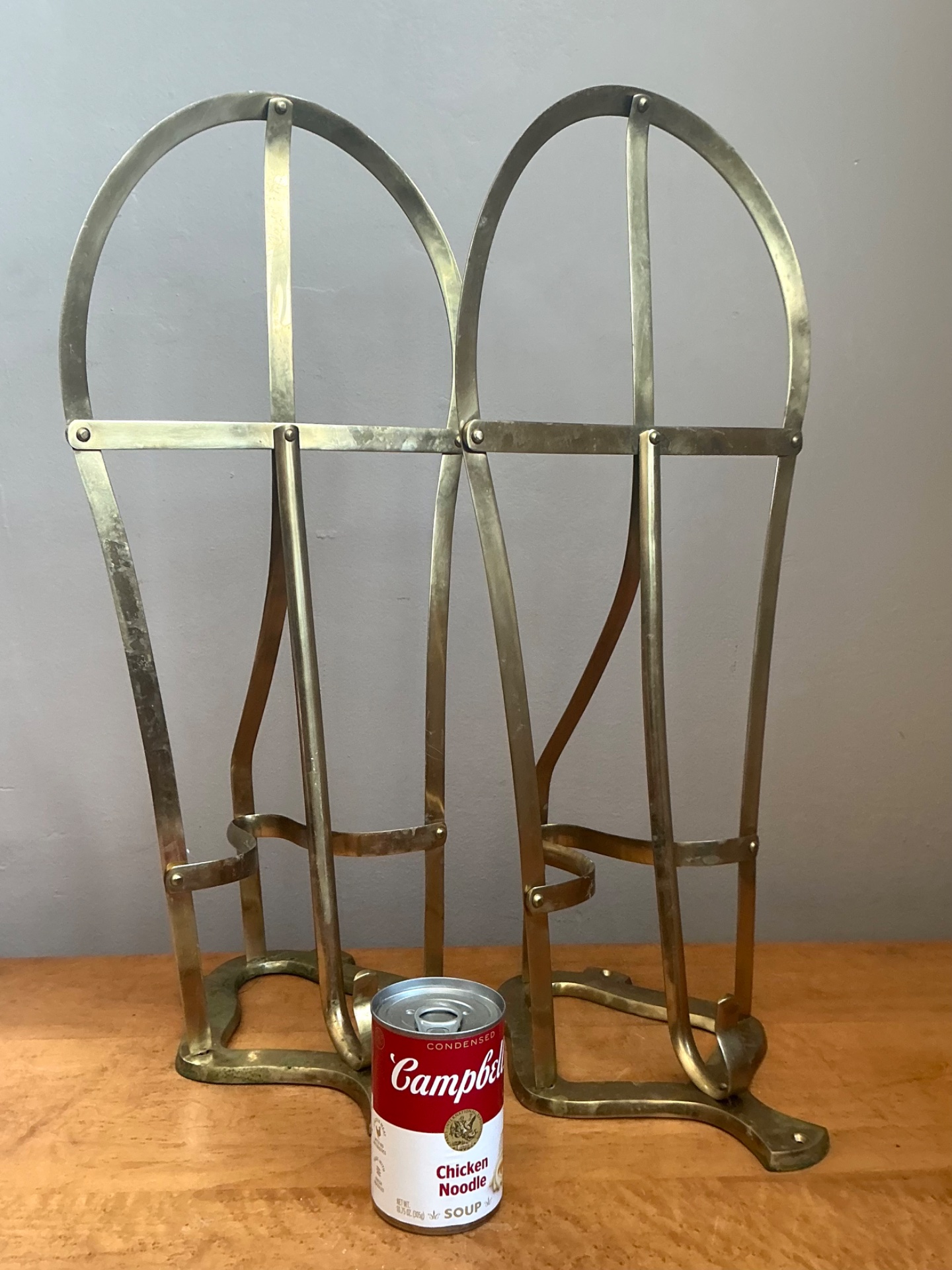 Vintage Brass Horse Saddle Rack - A Pair - Side view