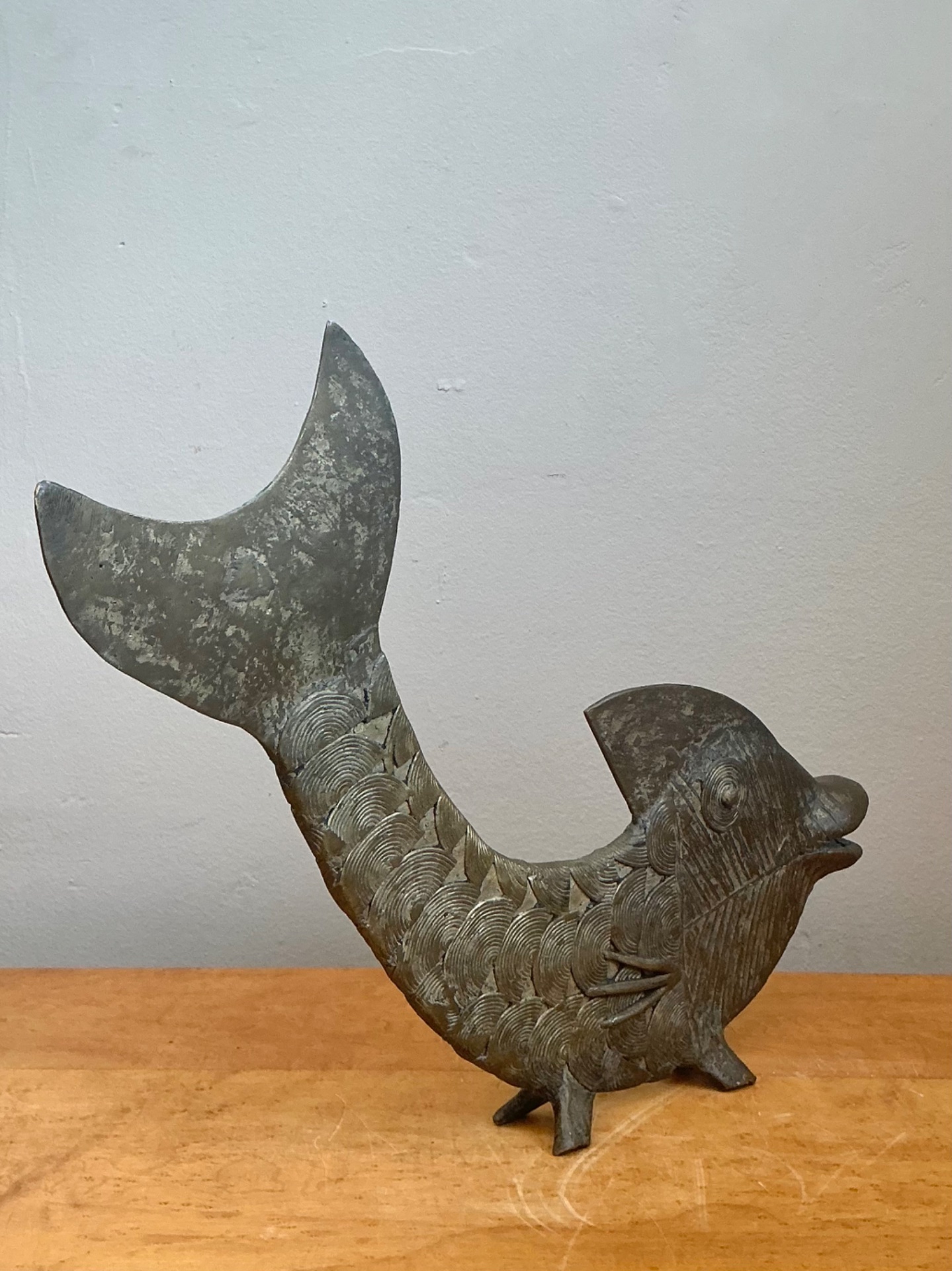 Mid-Century Modern Bronze Fish Figurine - Side view