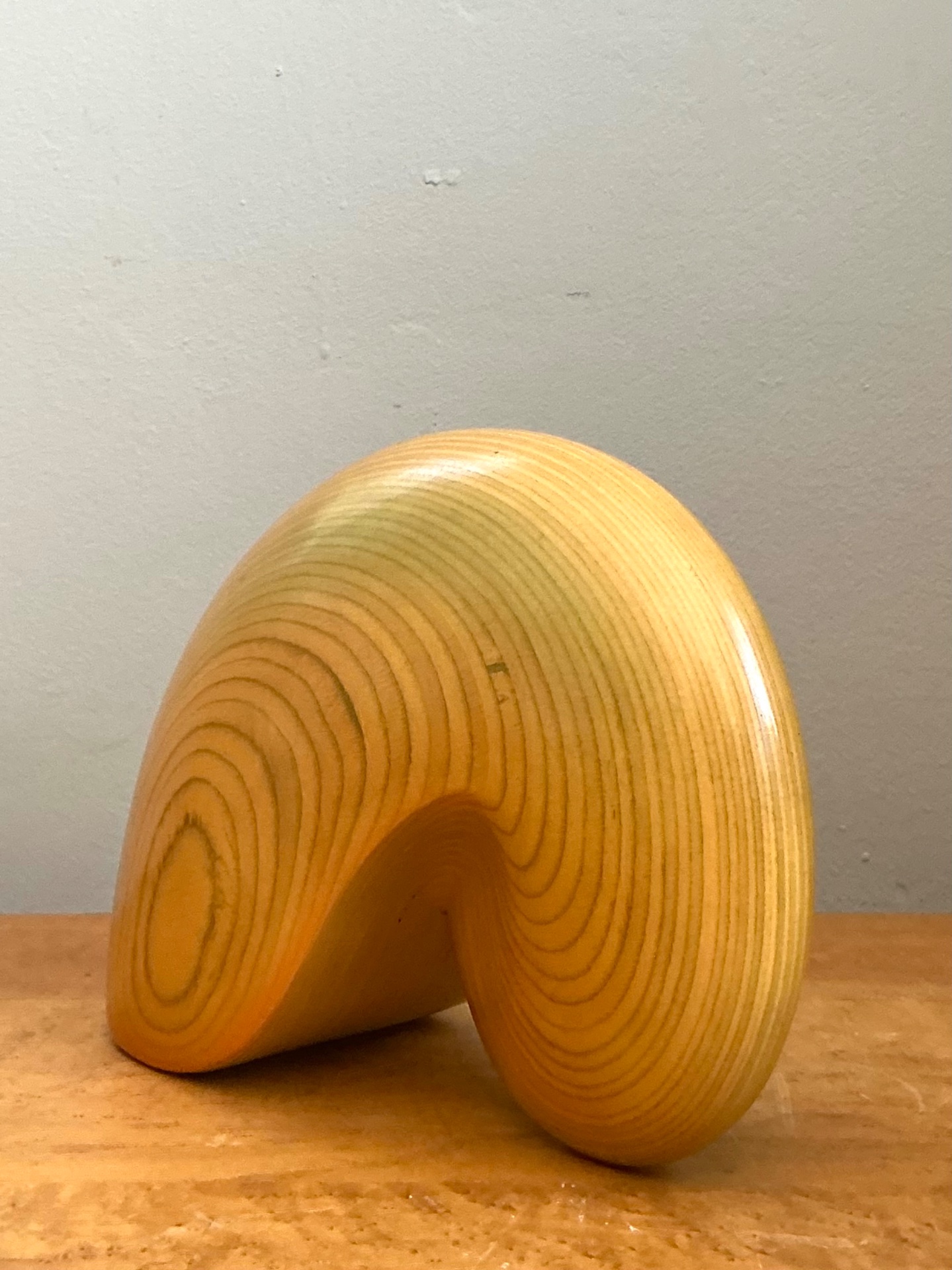 Vintage Abstract Wood Nautilus Shell Sculpture - Detail view