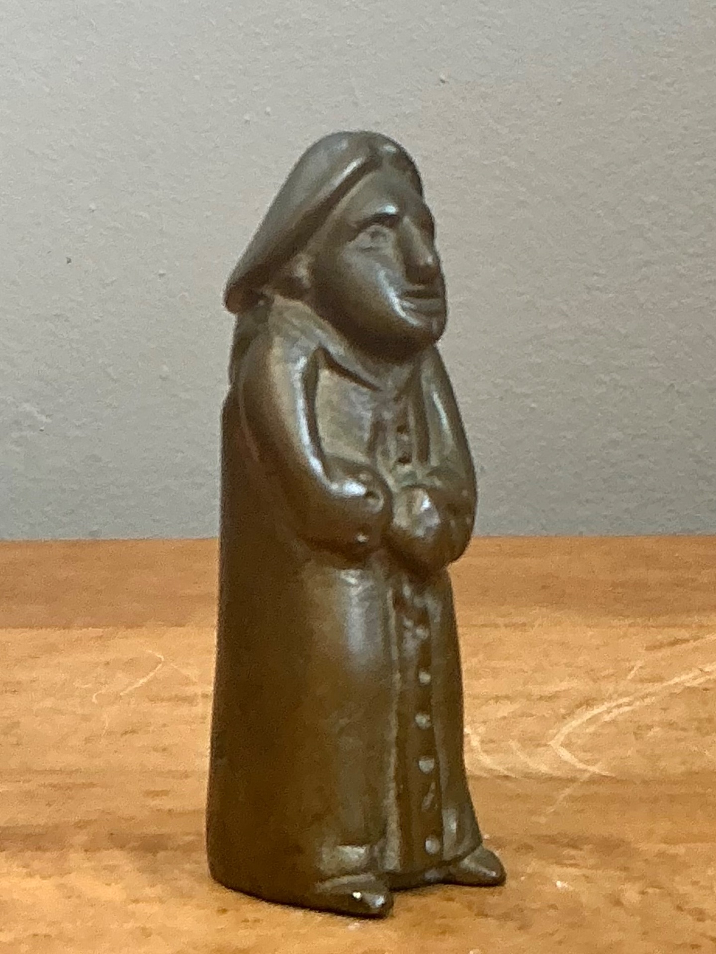 Antique Bronze Monk Sculpture - Back view