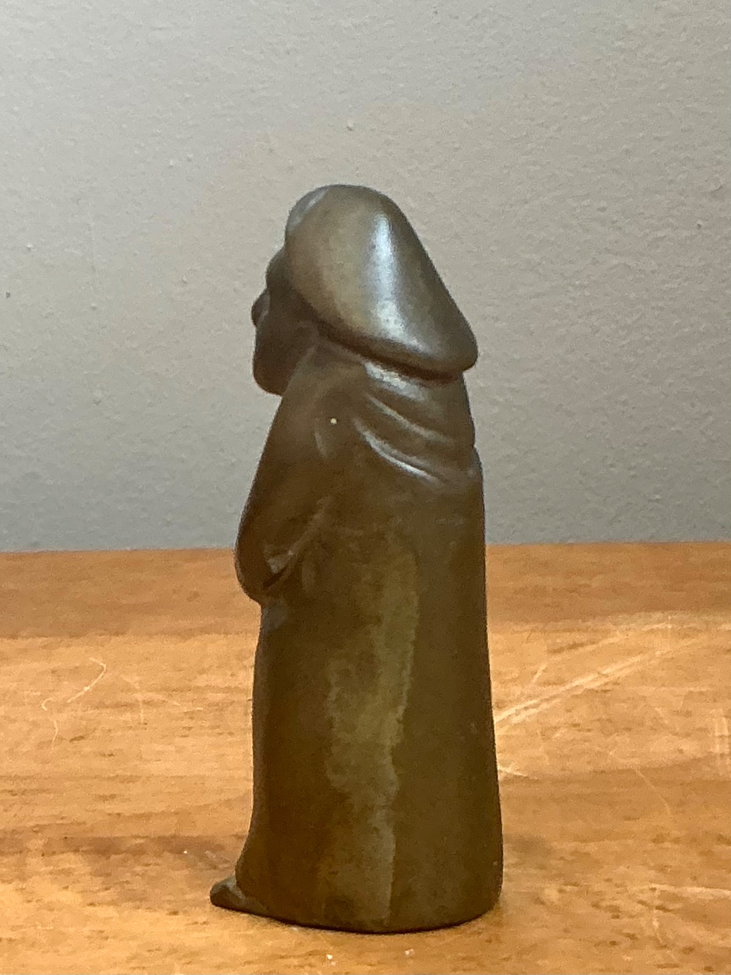Antique Bronze Monk Sculpture - Top view