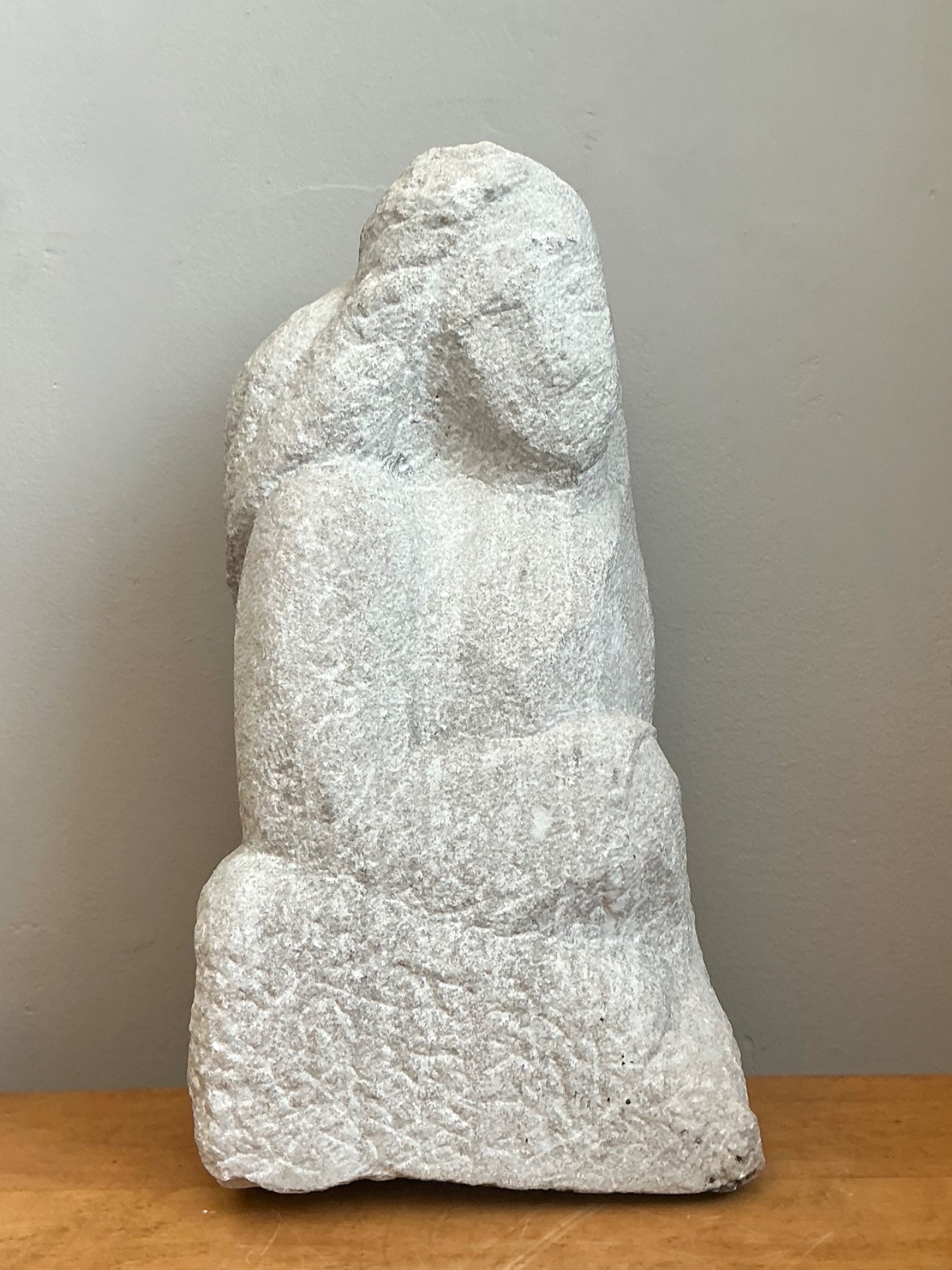 Vintage Carved Stone Figurative Sculpture - Side view