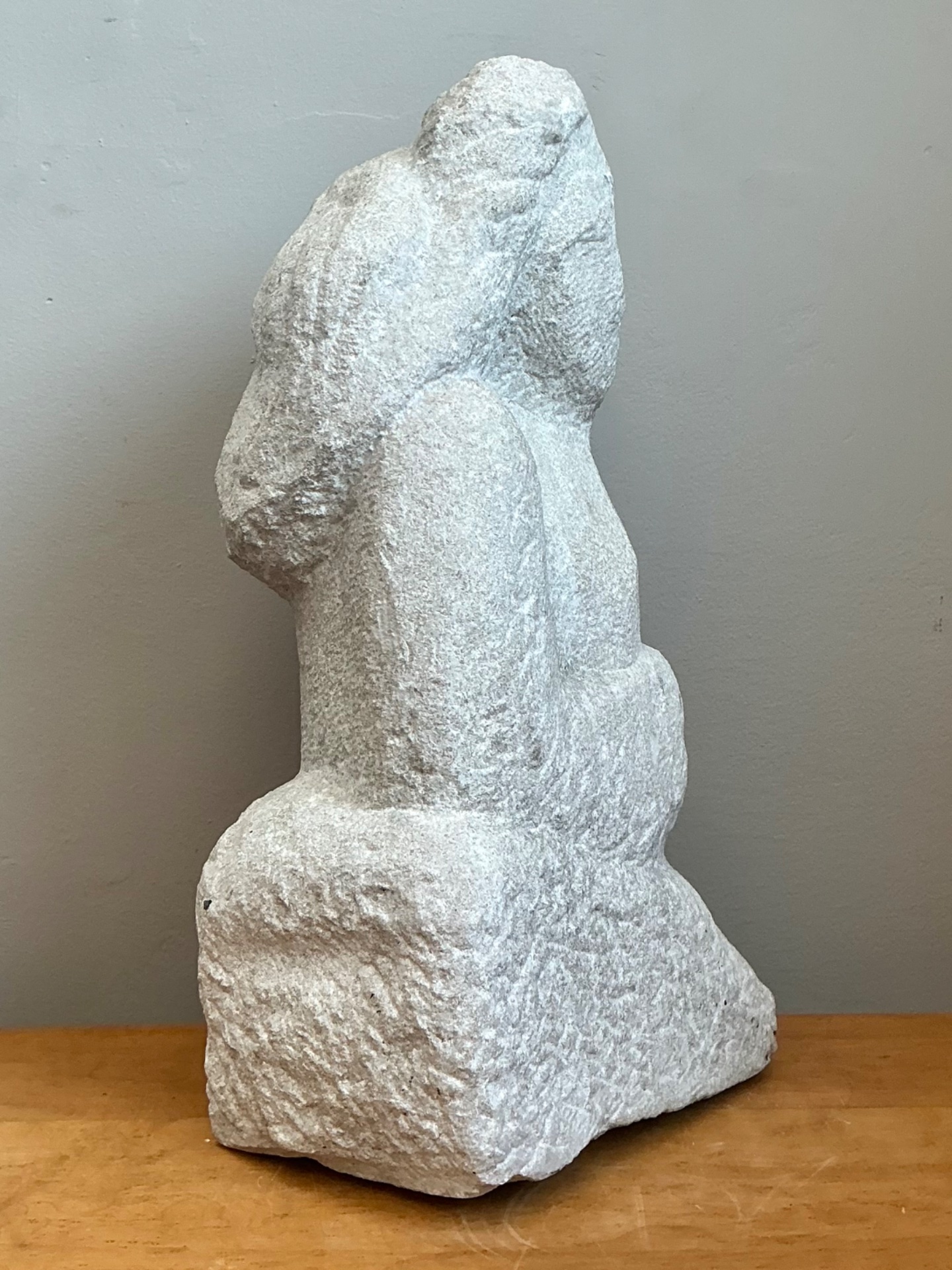 Vintage Carved Stone Figurative Sculpture - Back view