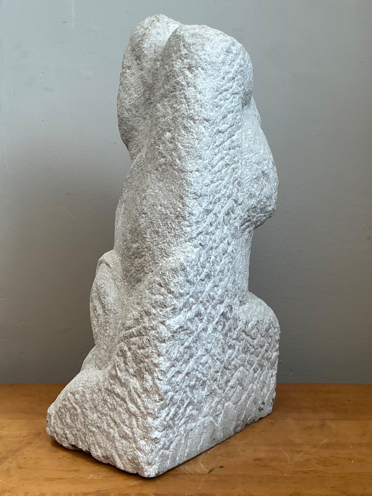 Vintage Carved Stone Figurative Sculpture - Top view