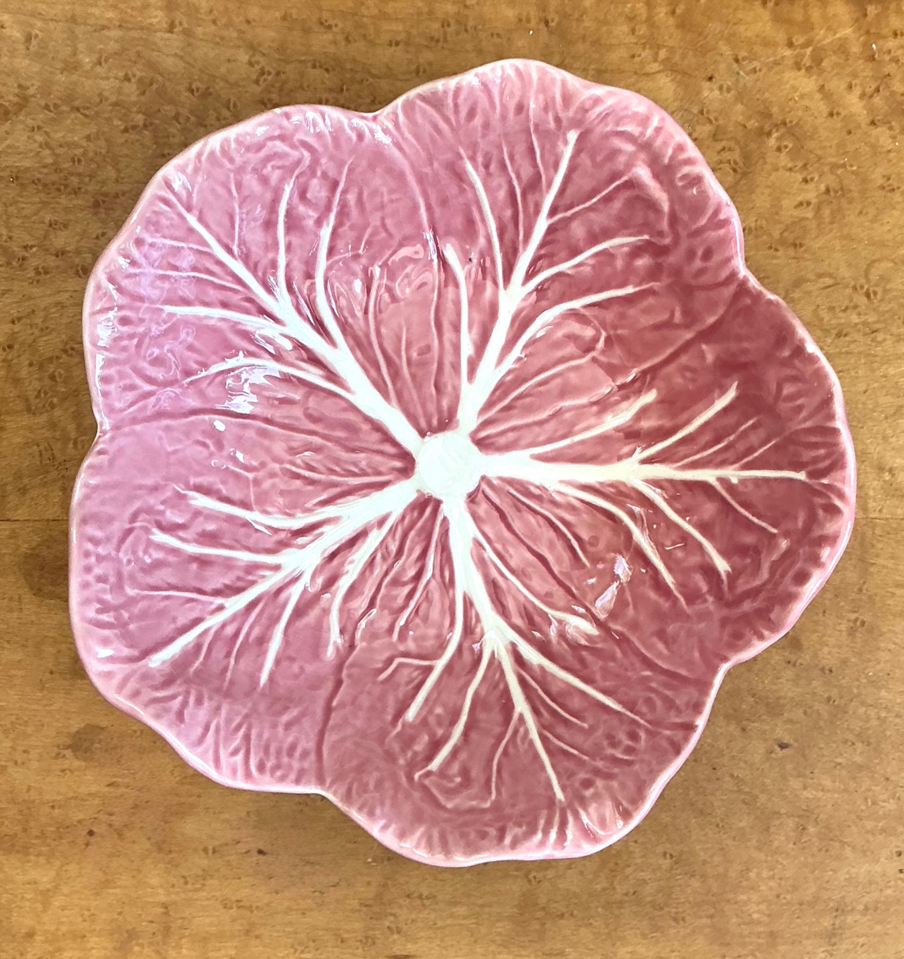 Vintage Bordallo Pinheiro Pink Cabbage Bowls - Set Of 6 - Back view