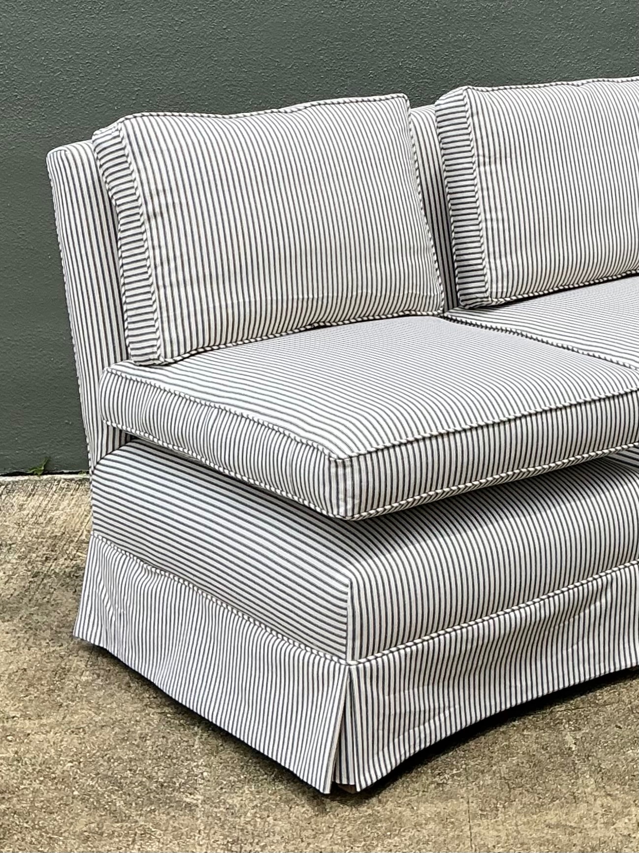 Vintage Ticking Stripe Slipper Chairs - Set Of 2 - Back view