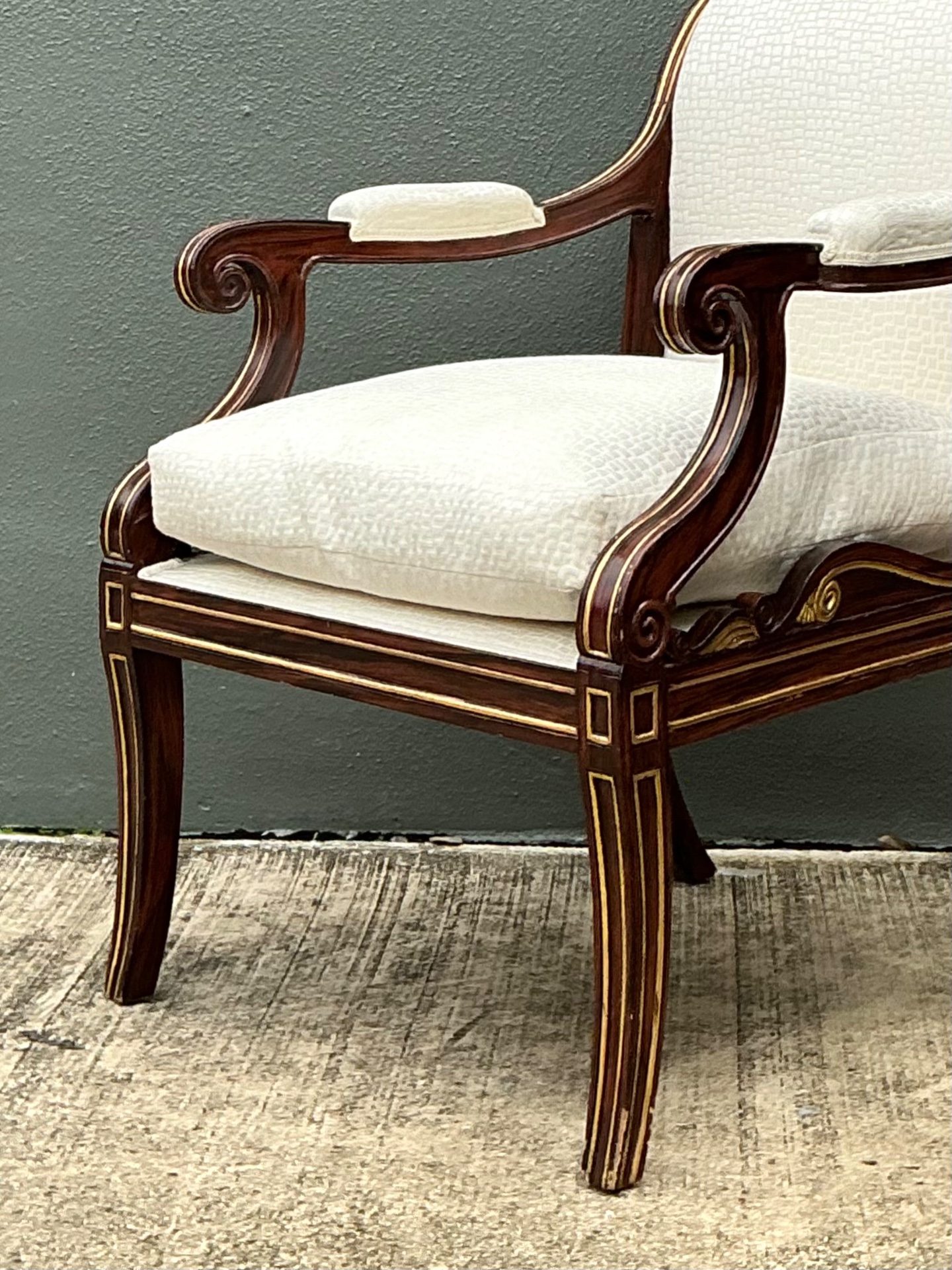 Vintage Gilt Trim Neoclassical Armchair - Top view
