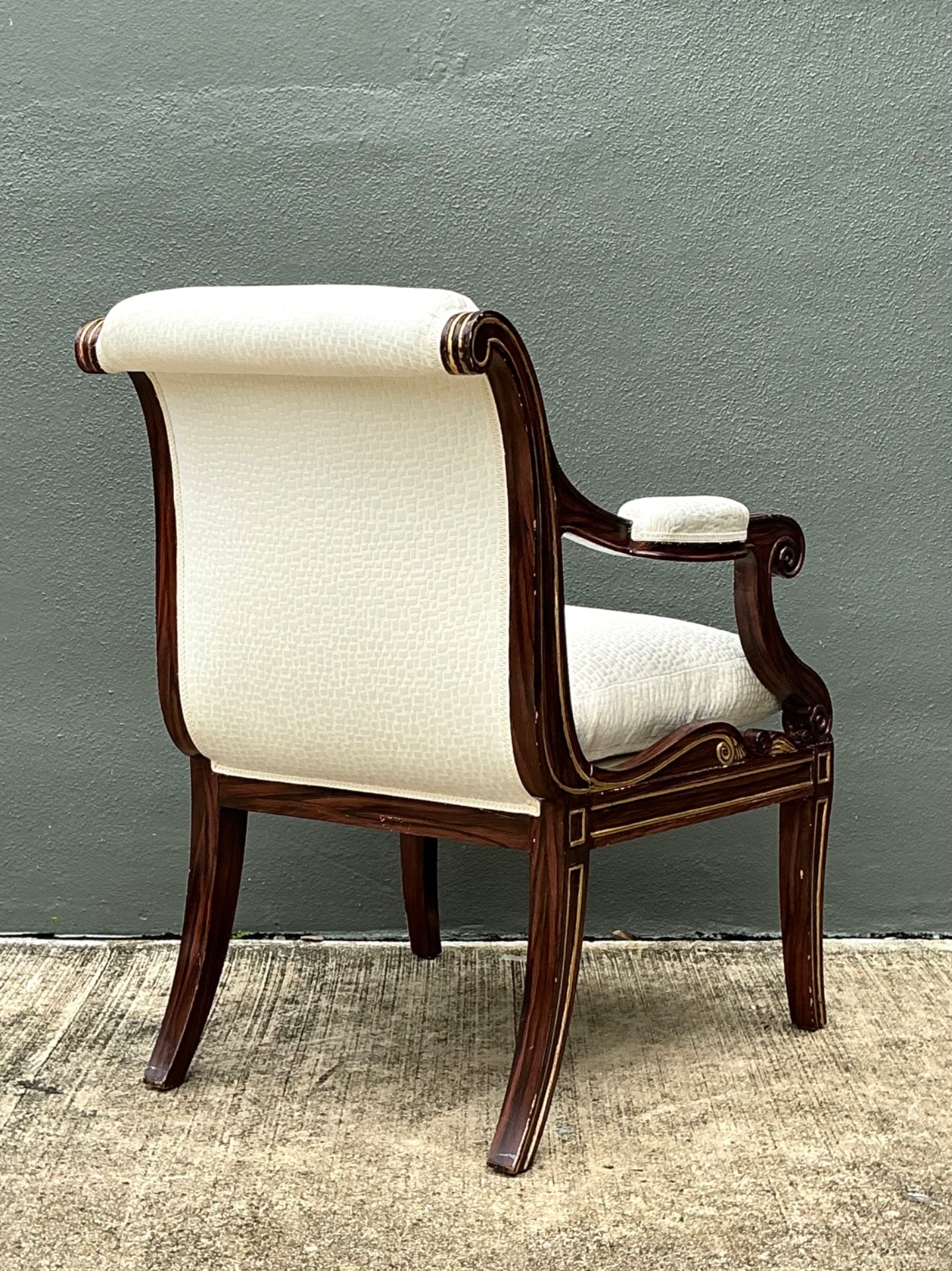 Vintage Gilt Trim Neoclassical Armchair - Detail view