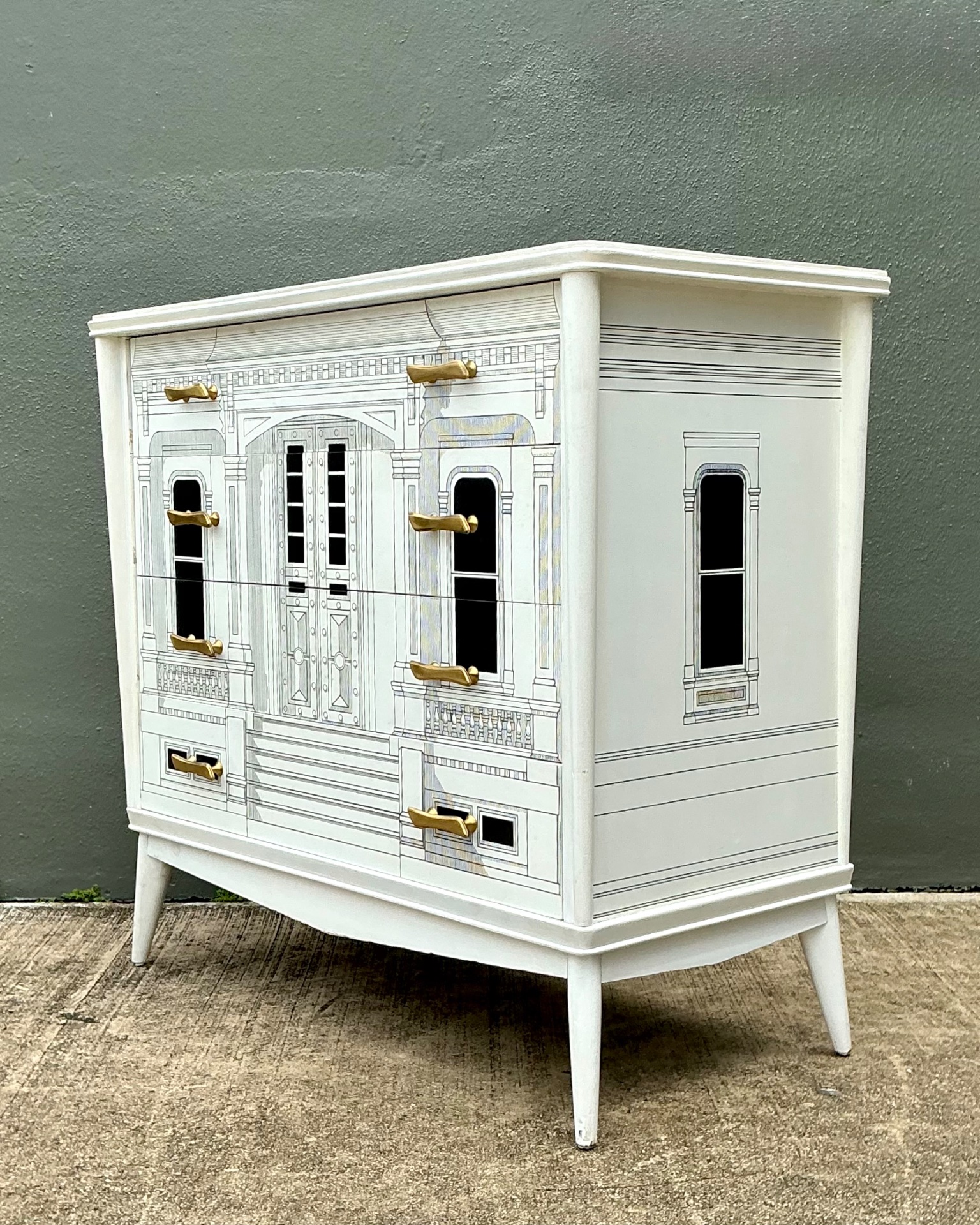 Vintage Grand Tour Hand Painted Chest Of Drawers After Fornasetti - Top view