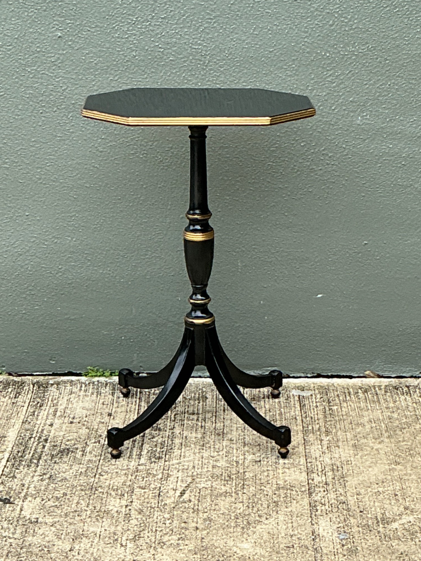 Vintage Ebonized Tripod Side Table - Top view