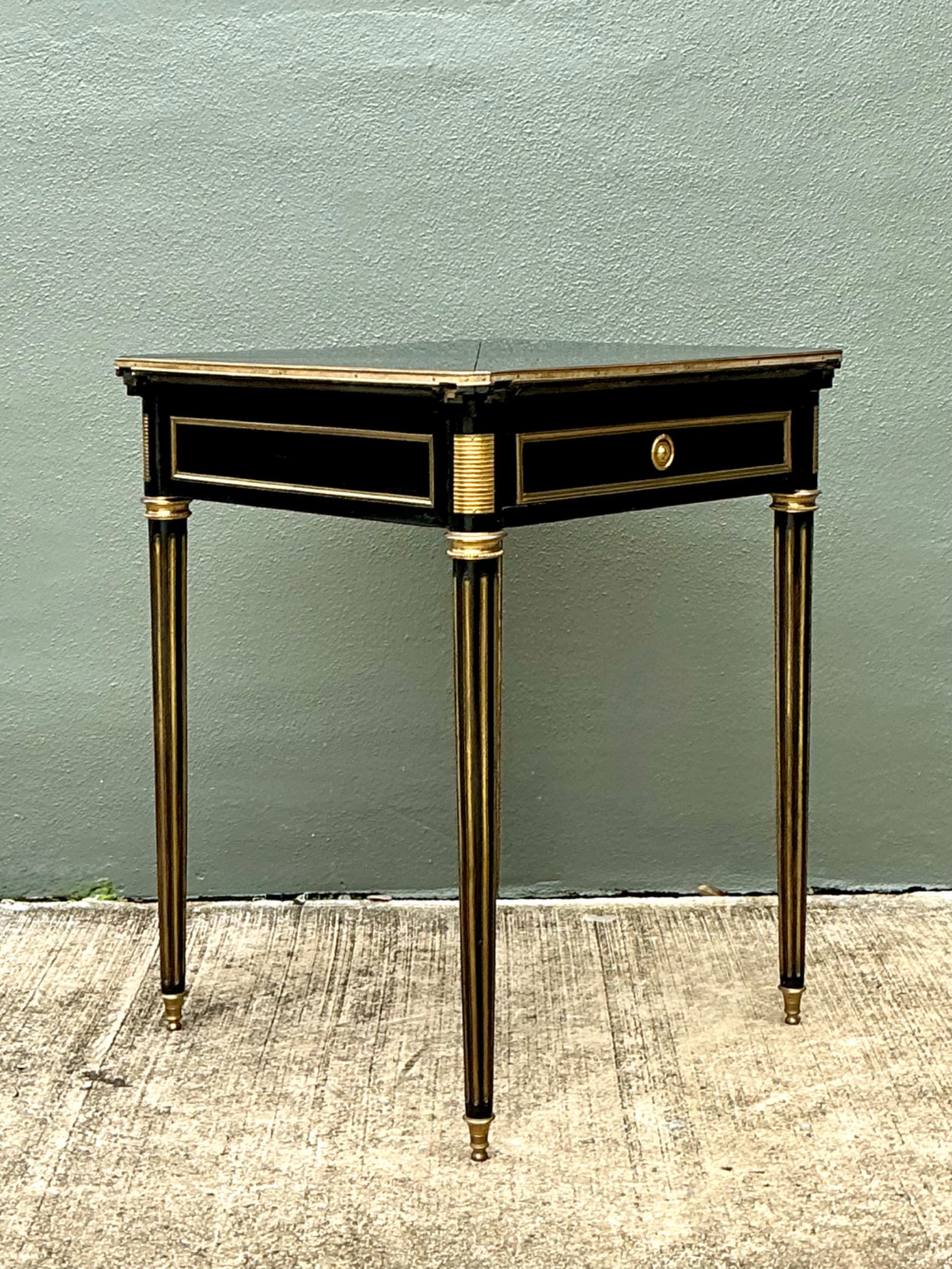 Vintage  Neoclassical Gilt Tipped Extendable Card Table - Top view