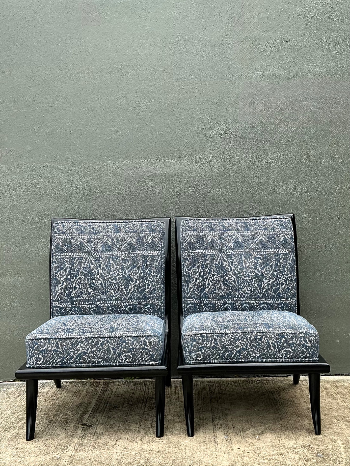 Vintage 1950s Slipper Chairs After Robsjohn Gibbings - Top view
