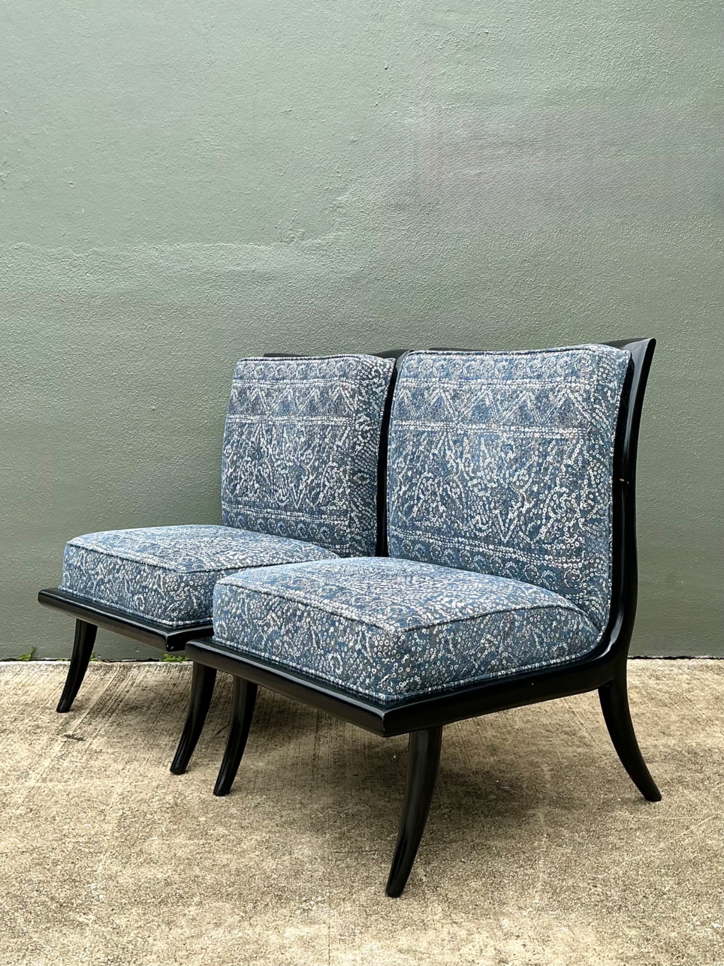 Vintage 1950s Slipper Chairs After Robsjohn Gibbings - Side view